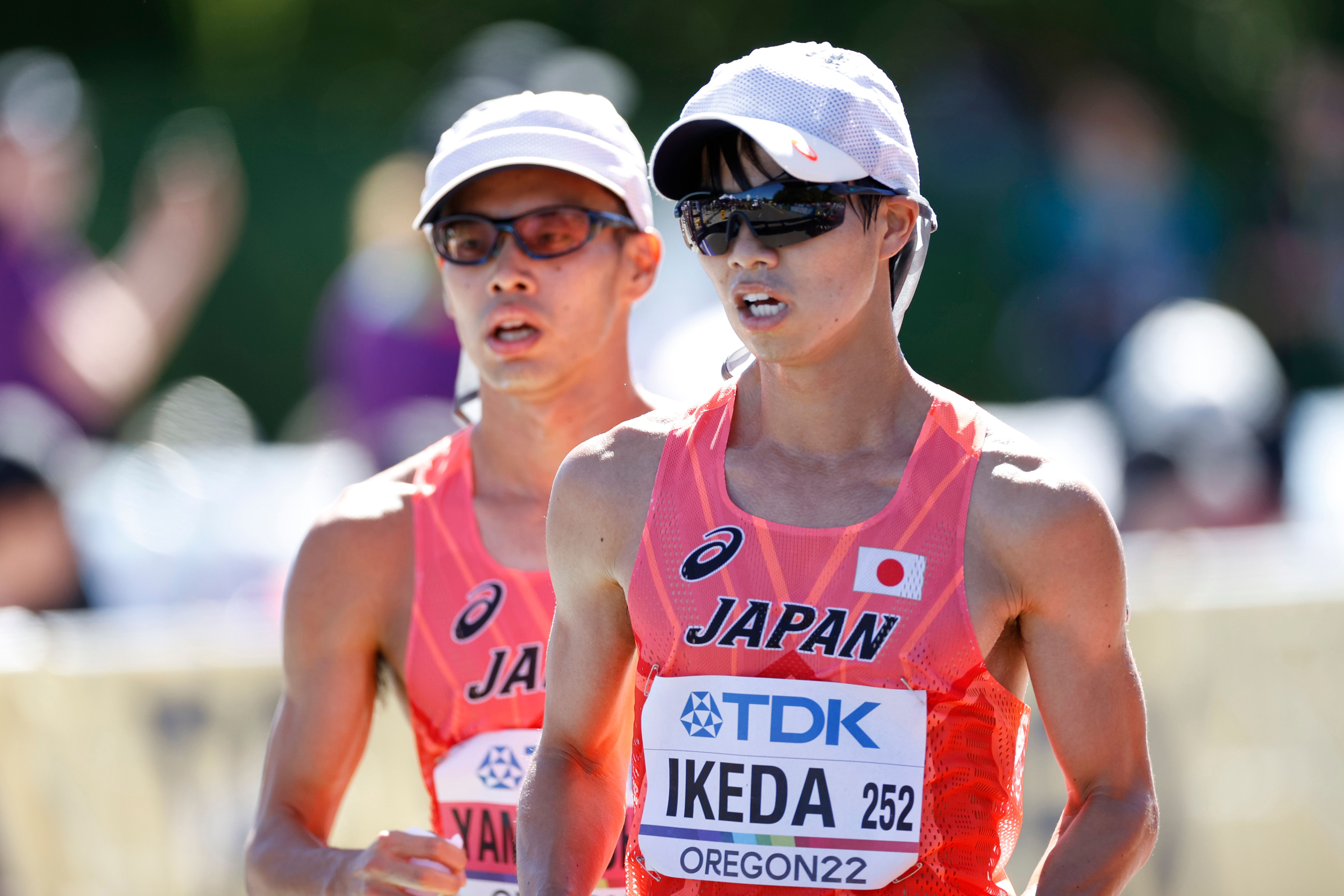 Toshikazu Yamanishi and Koki Ikeda at the World Athletics Championships Oregon22