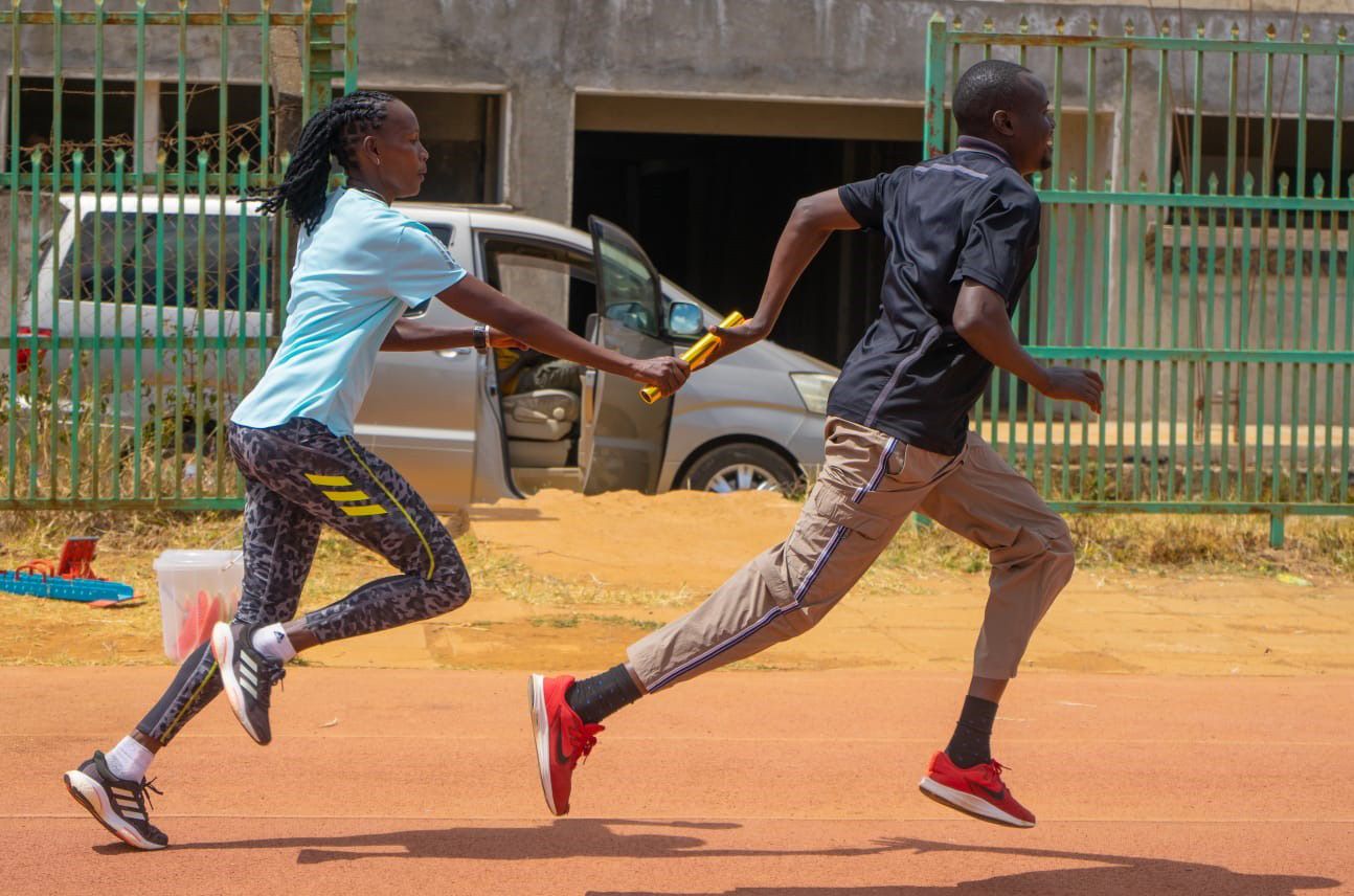 Janeth Jepkosgei takes part in relay training