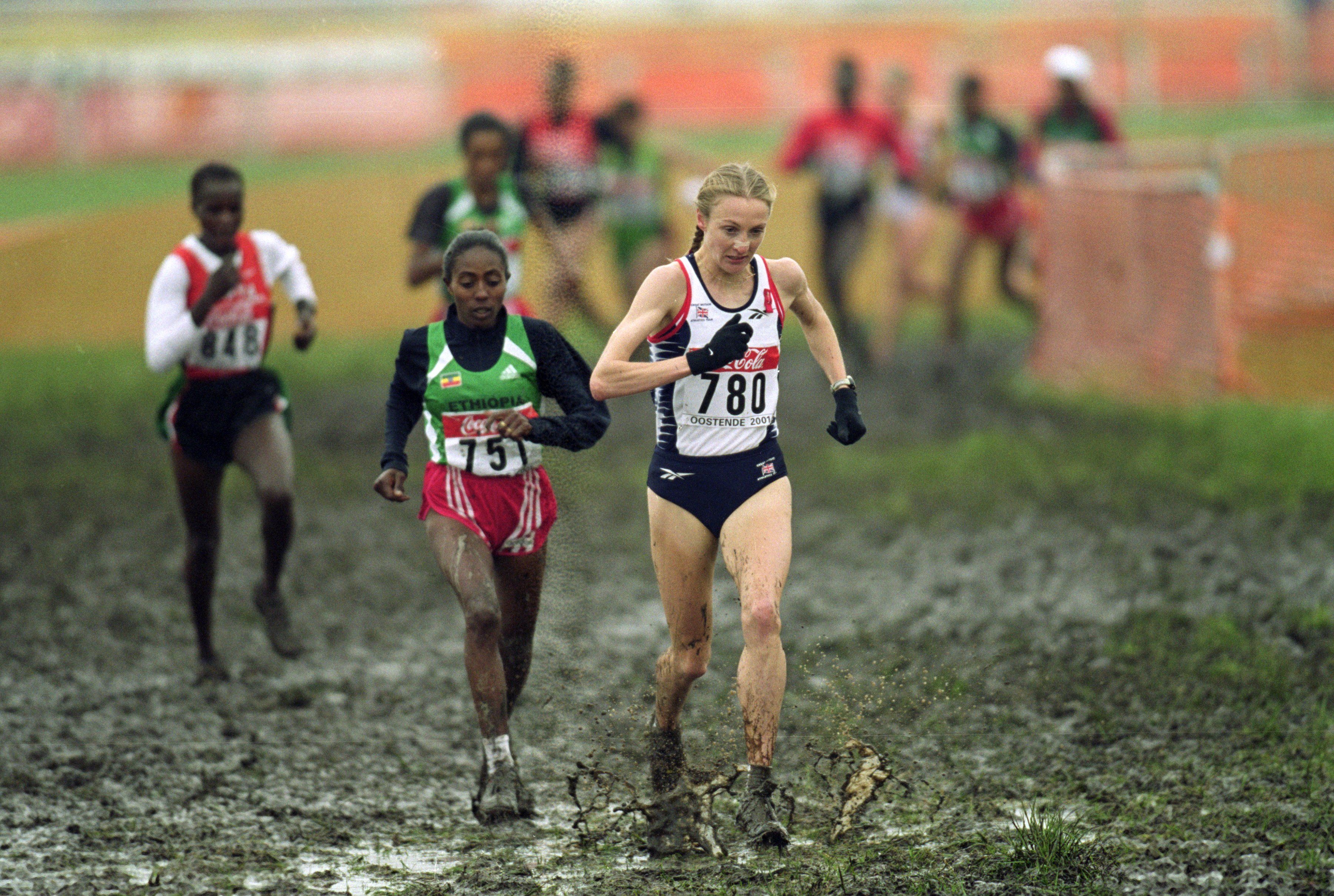Gete Wami and Paula Radcliffe battle at the 2001 World Cross Country Championships