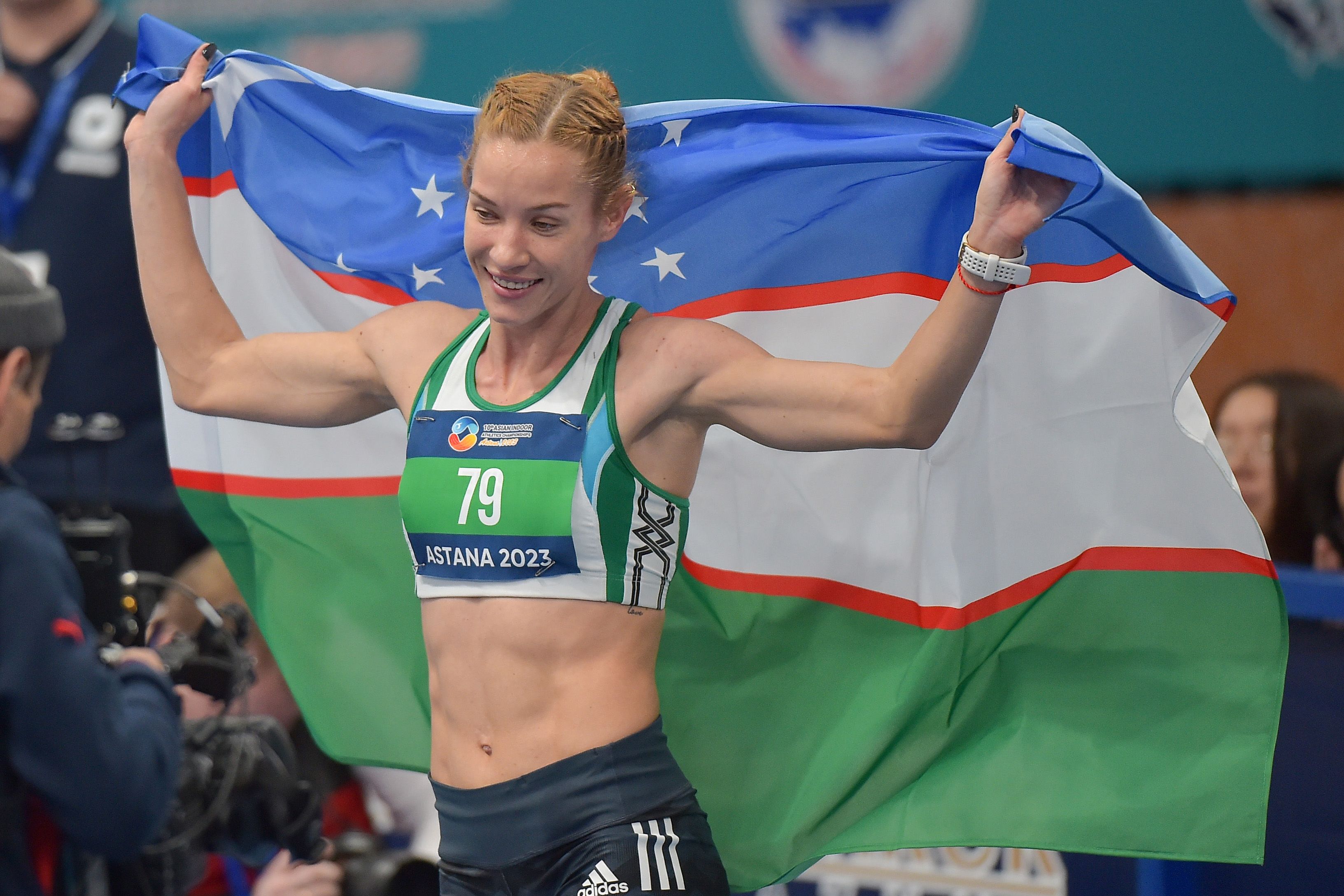 Pentathlon winner Ekaterina Voronina at the Asian Indoor Championships