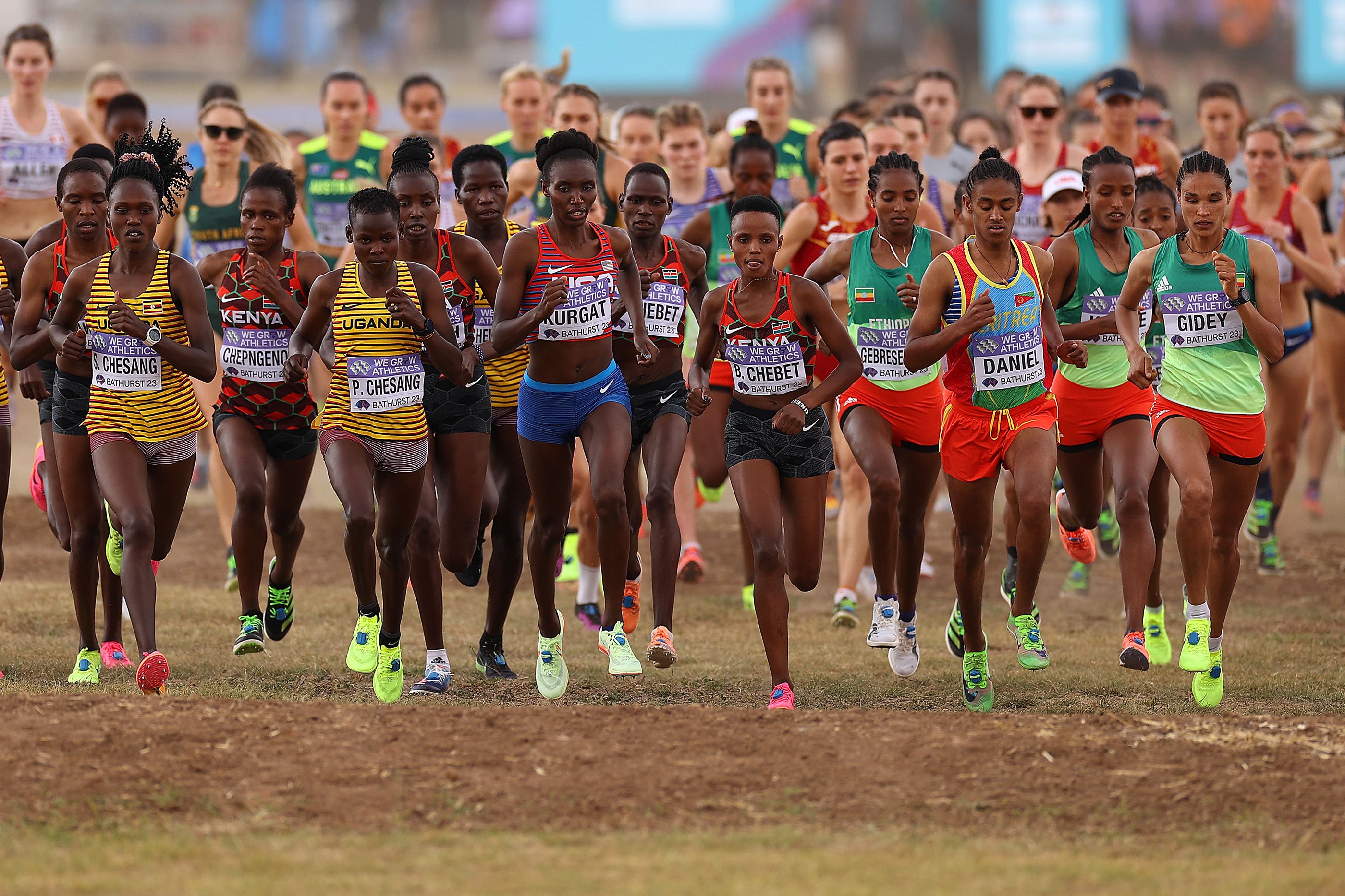 Athletes compete in the senior women's race at the World Cross Country Championships in Bathurst