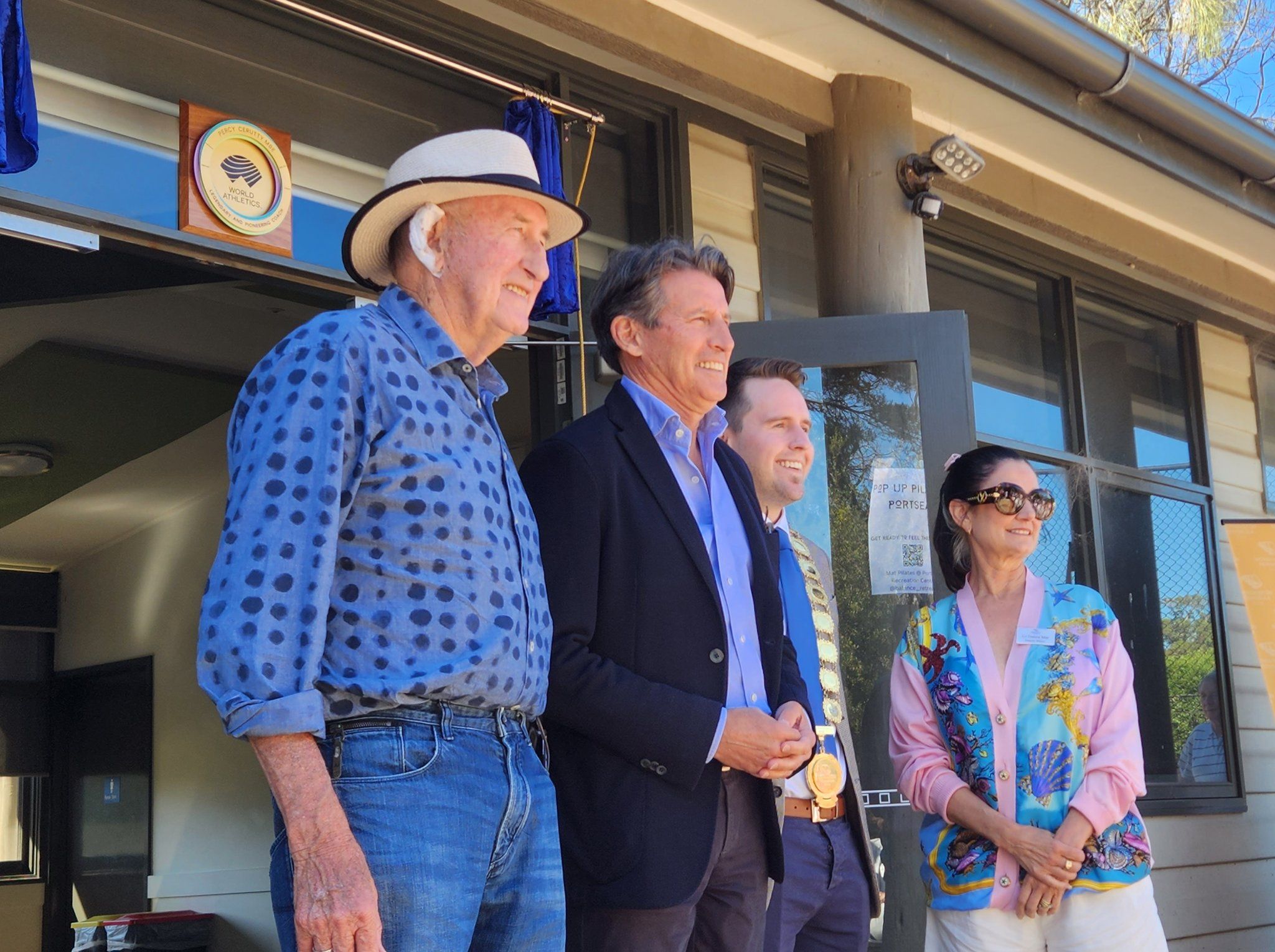 Herb Elliott and Seb Coe with Mayor Steve Holland and Deputy Mayor Debra Mar in Portsea