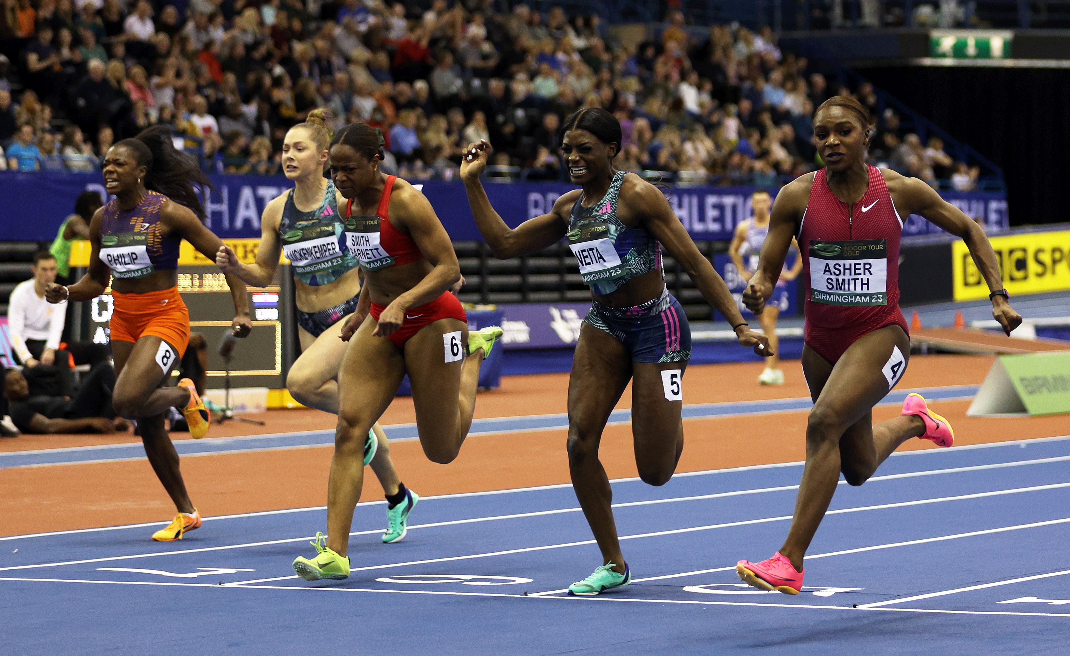Dina Asher-Smith wins the 60m in Birmingham