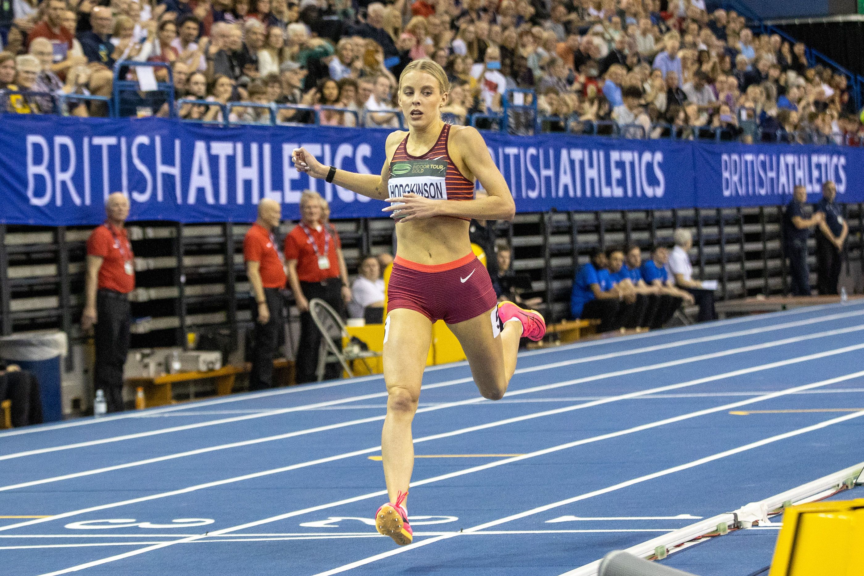 Keely Hodgkinson improves her British indoor 800m record in Birmingham