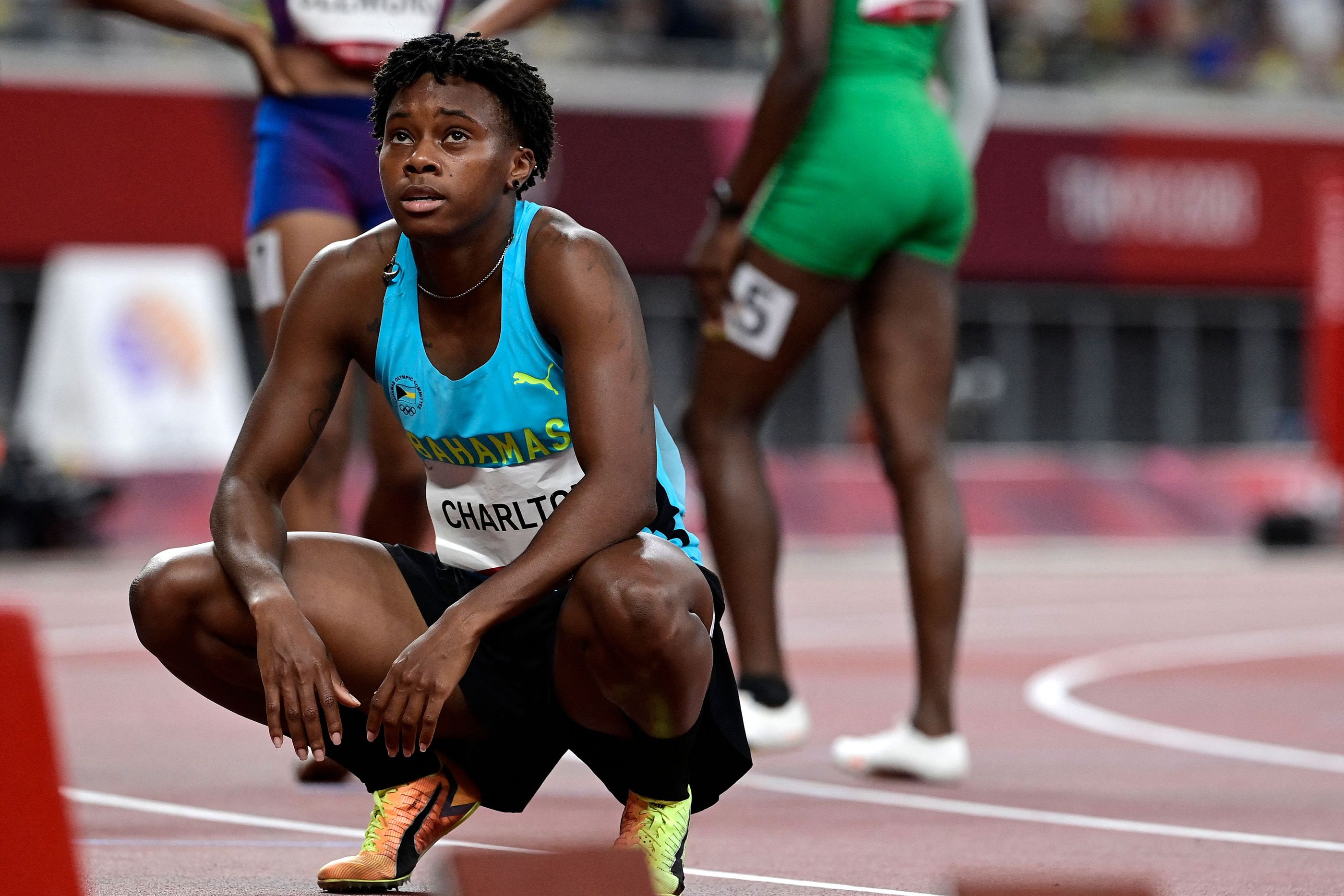 Bahamian sprint hurdler Devynne Charlton at the Olympic Games in Tokyo