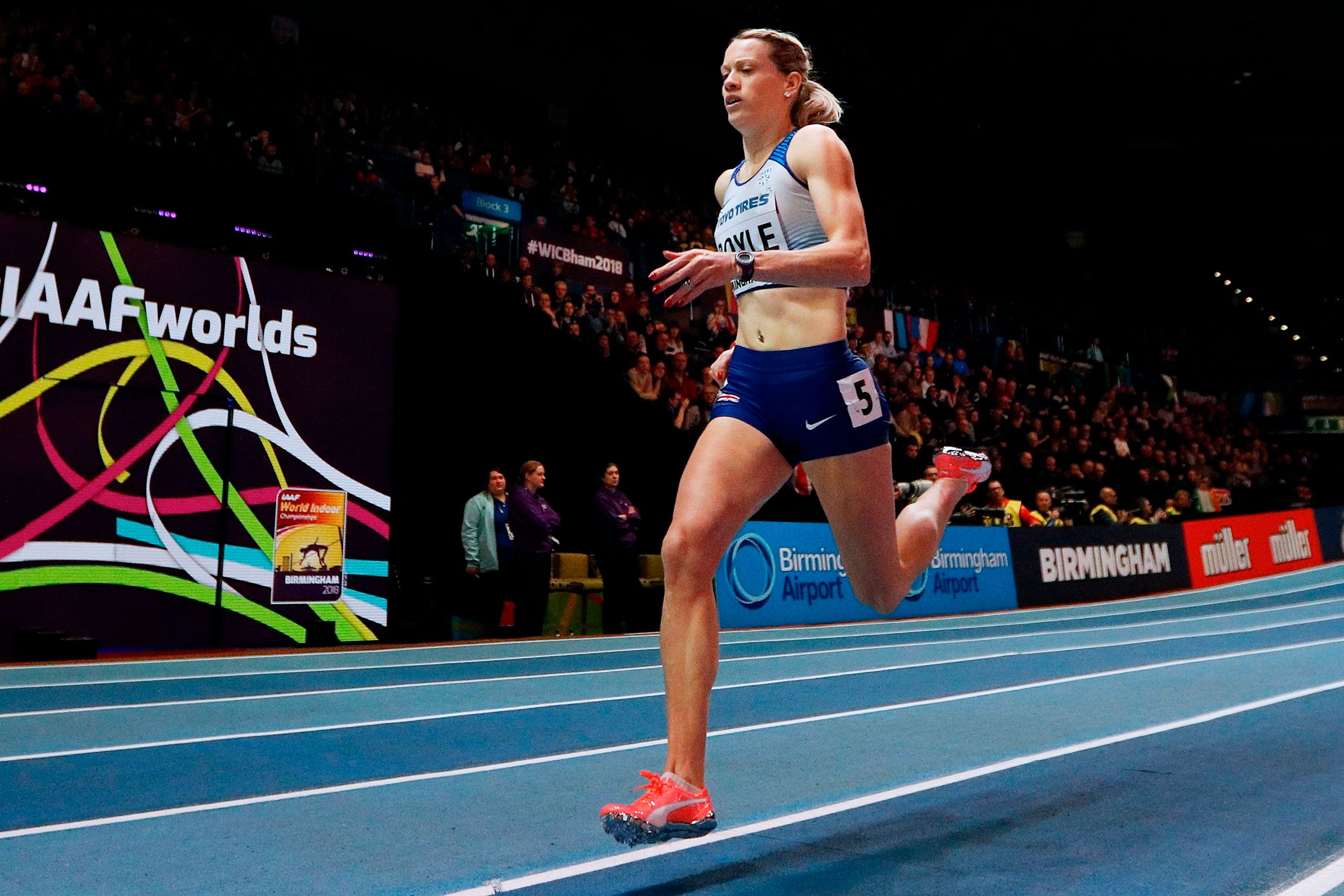 Eilidh Doyle in action at the 2018 World Indoor Championships in Birmingham
