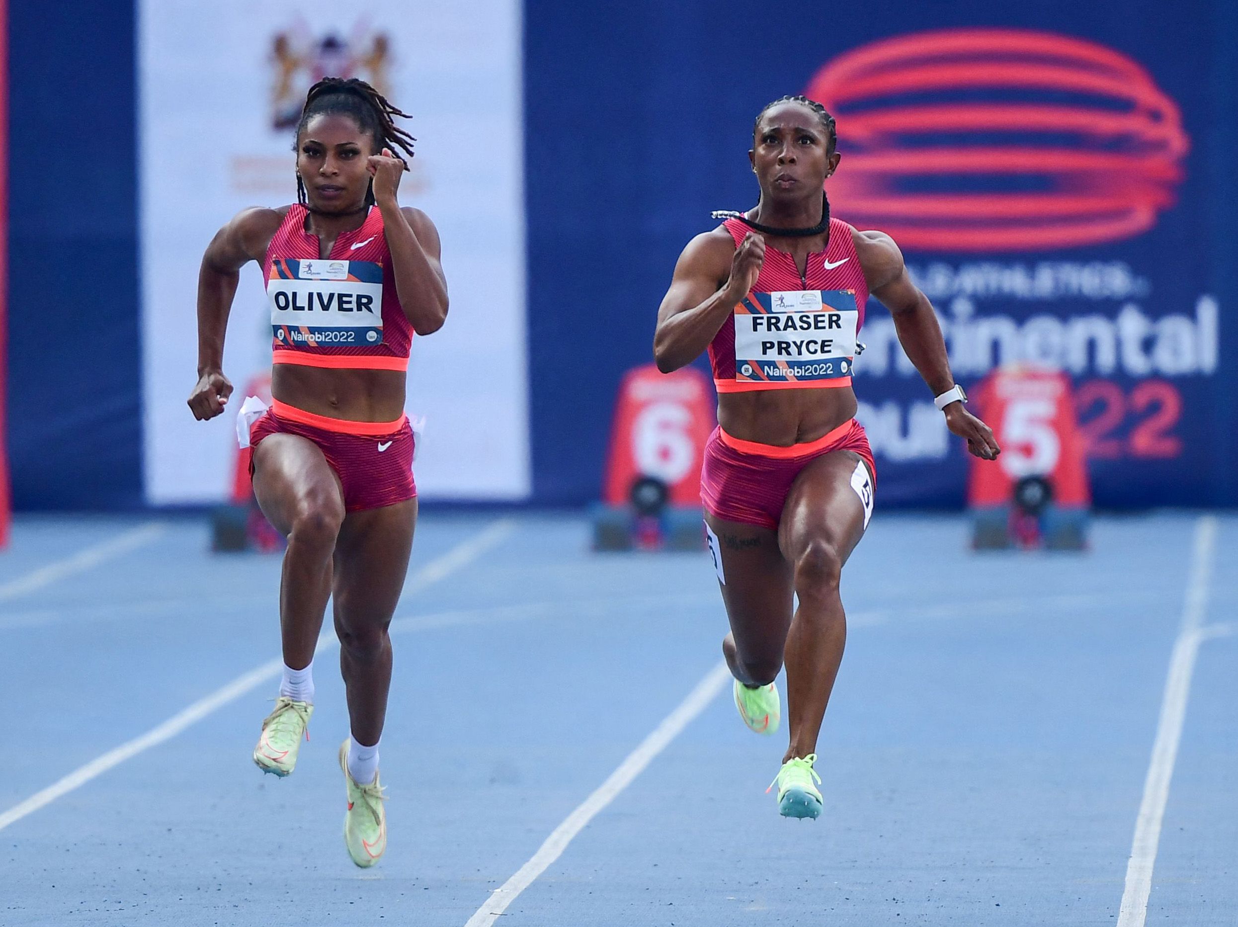 Shelly-Ann Fraser-Pryce on her way to a 100m win in Nairobi