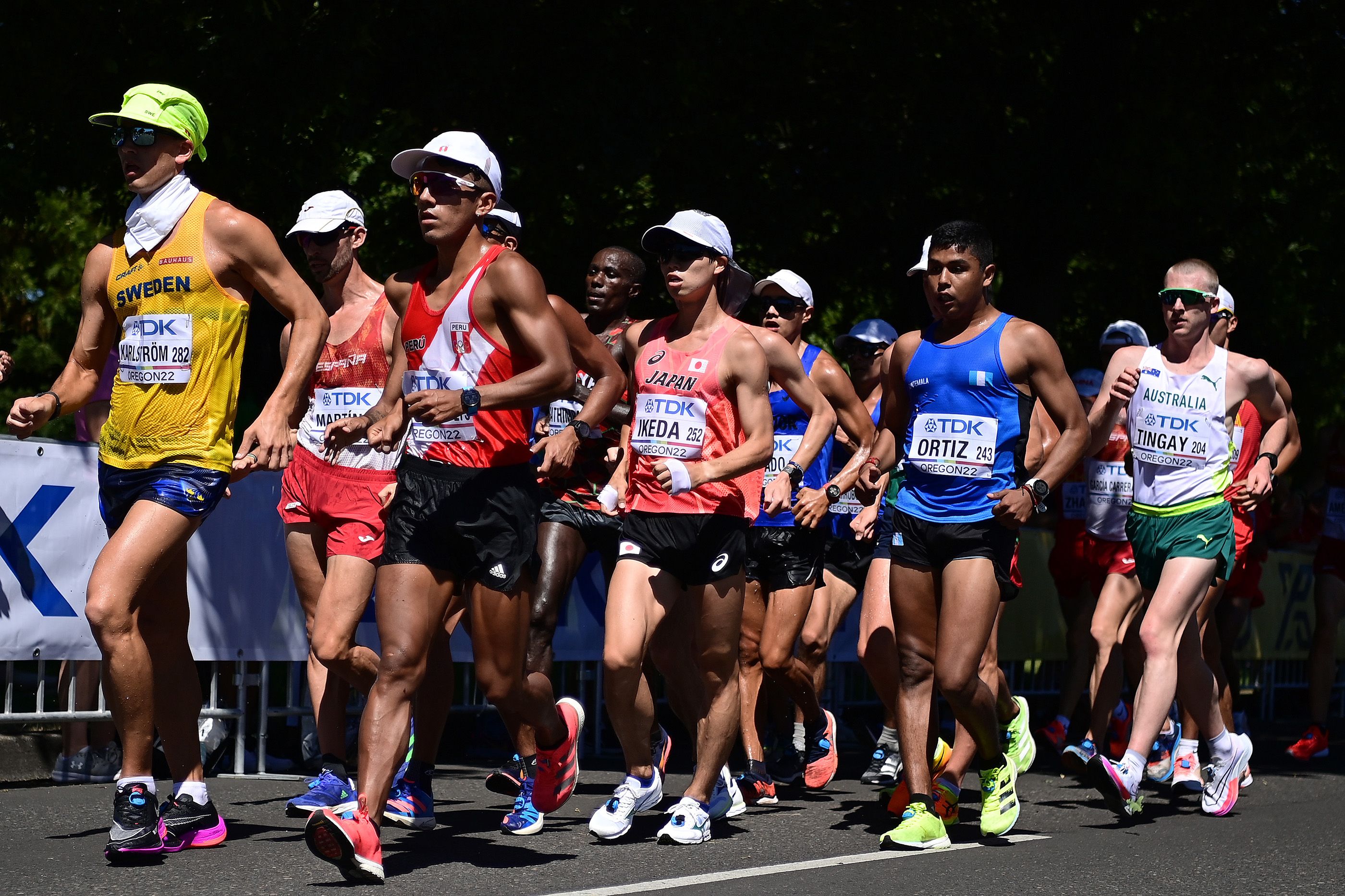 Declan Tingay competes in the 20km race walk at the World Athletics Championships Oregon22