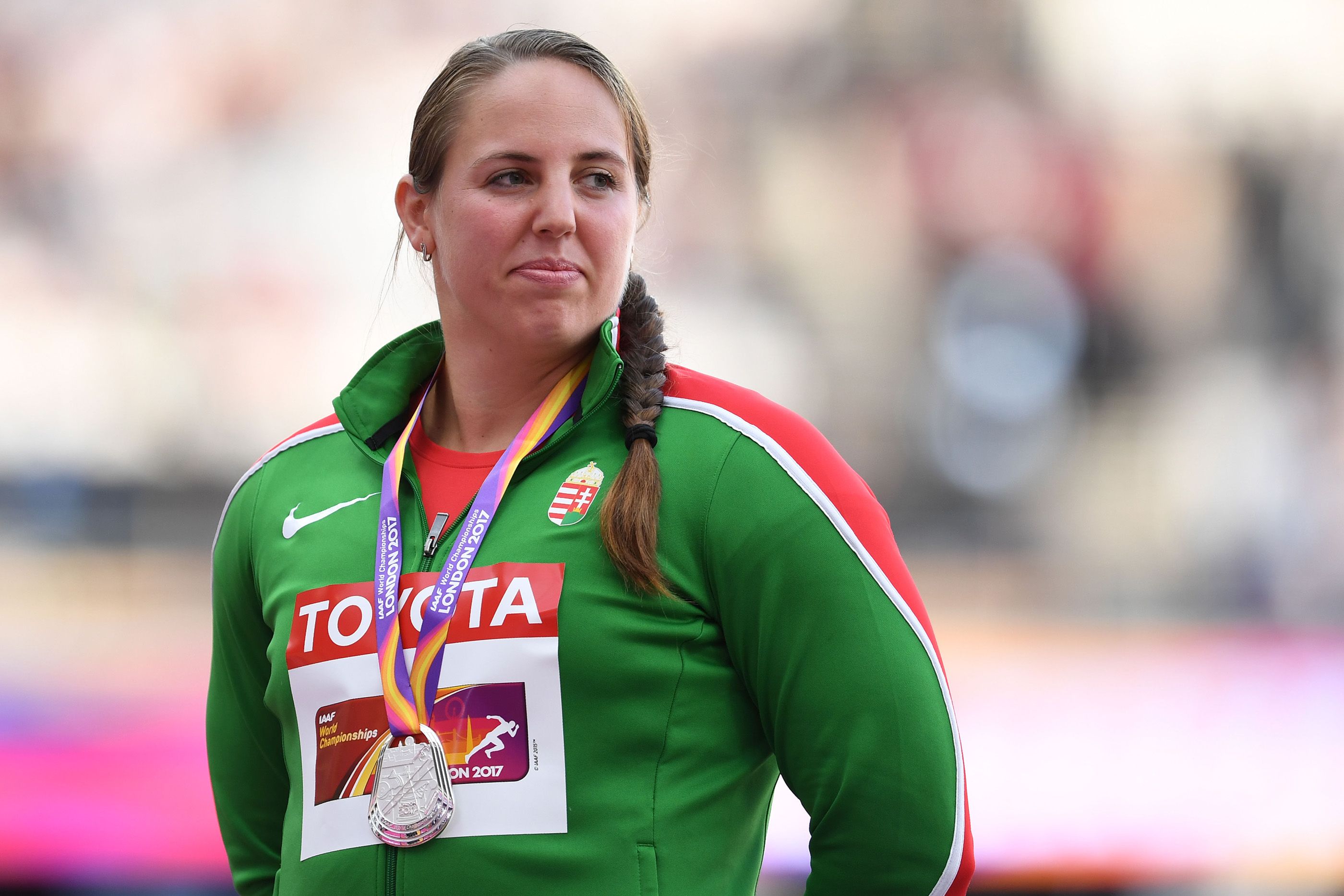 Anita Marton with her world silver medal in London in 2017