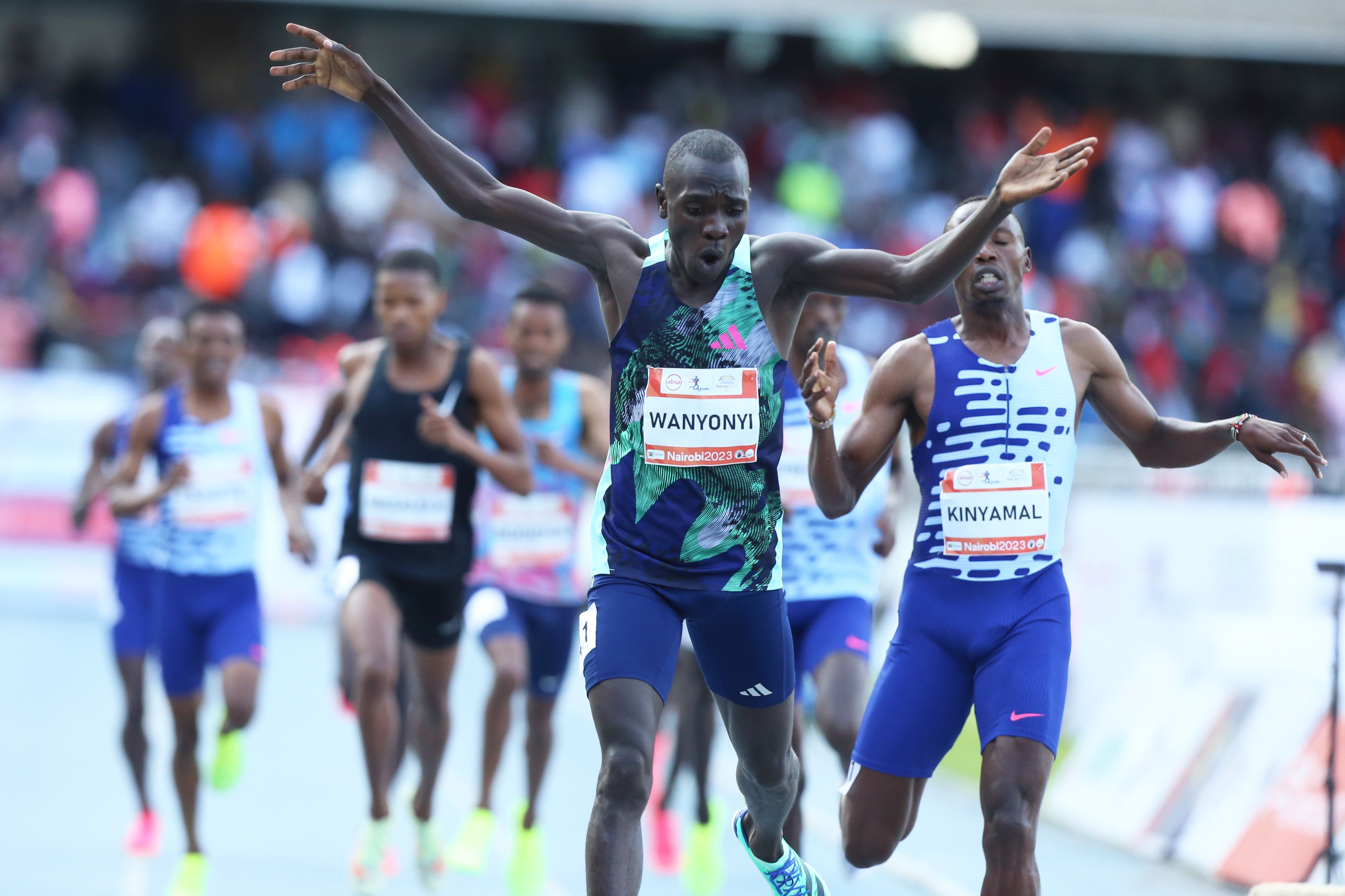 Emmanuel Wanyonyi wins the 800m at the Kip Keino Classic in Nairobi