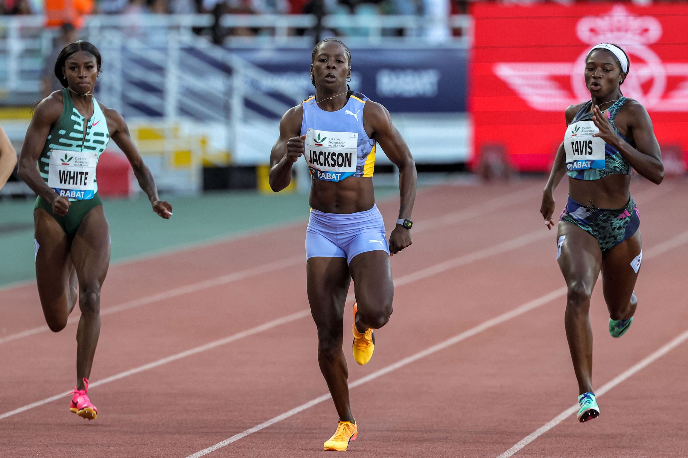 Shericka Jackson, the 200m winner in Rabat