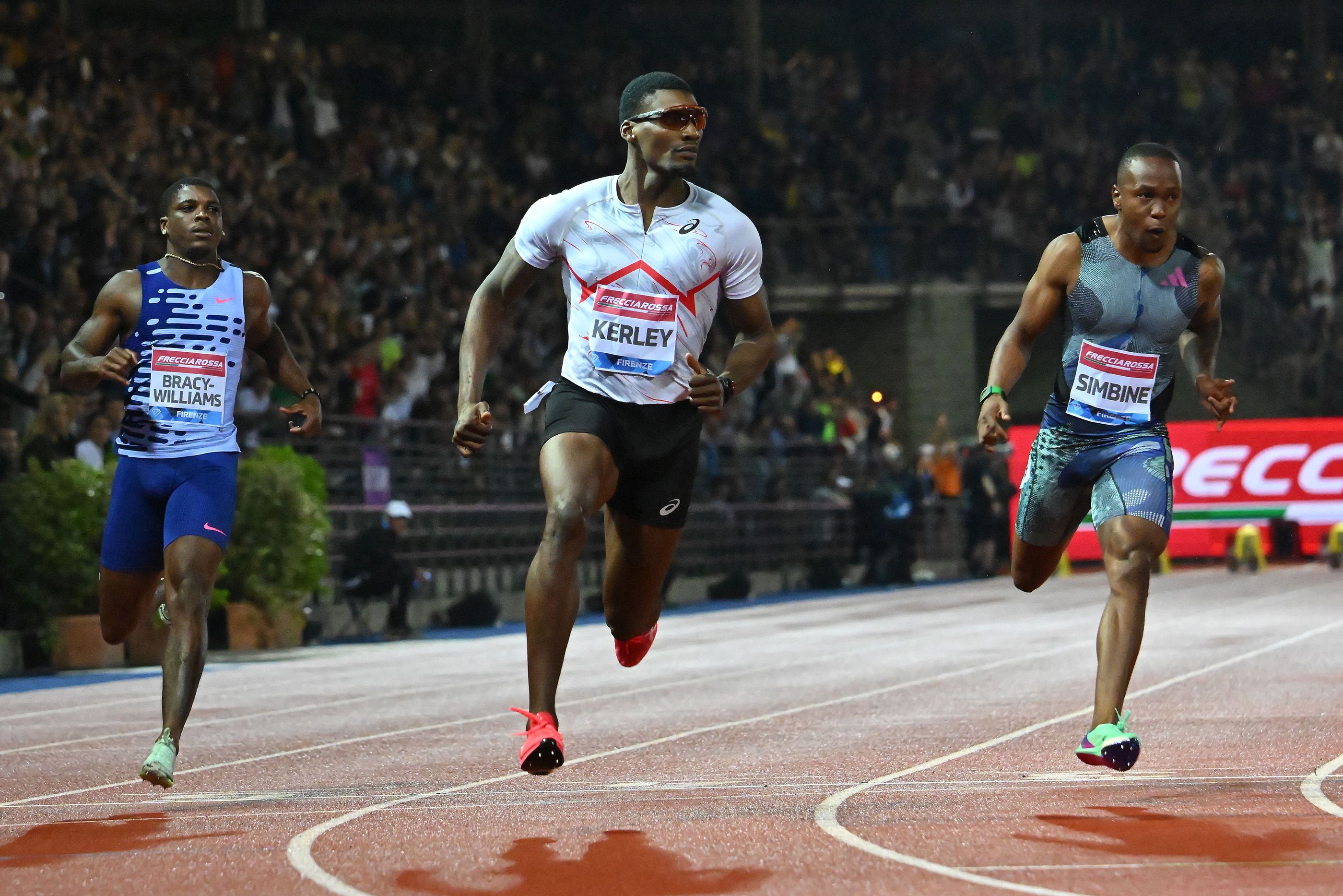 Fred Kerley wins the 100m at the Golden Gala in Florence