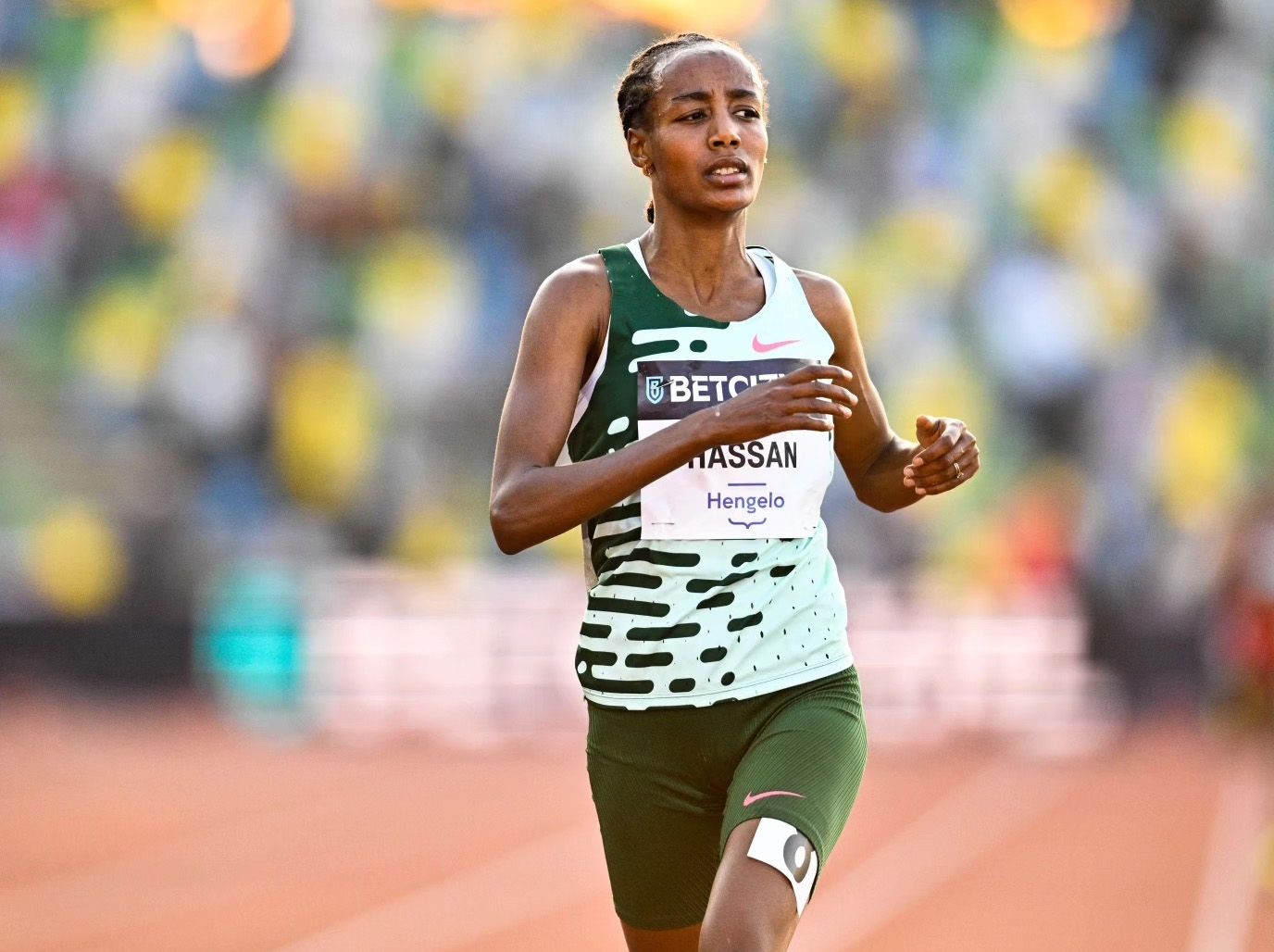 Sifan Hassan races the 10,000m at the FBK Games in Hengelo