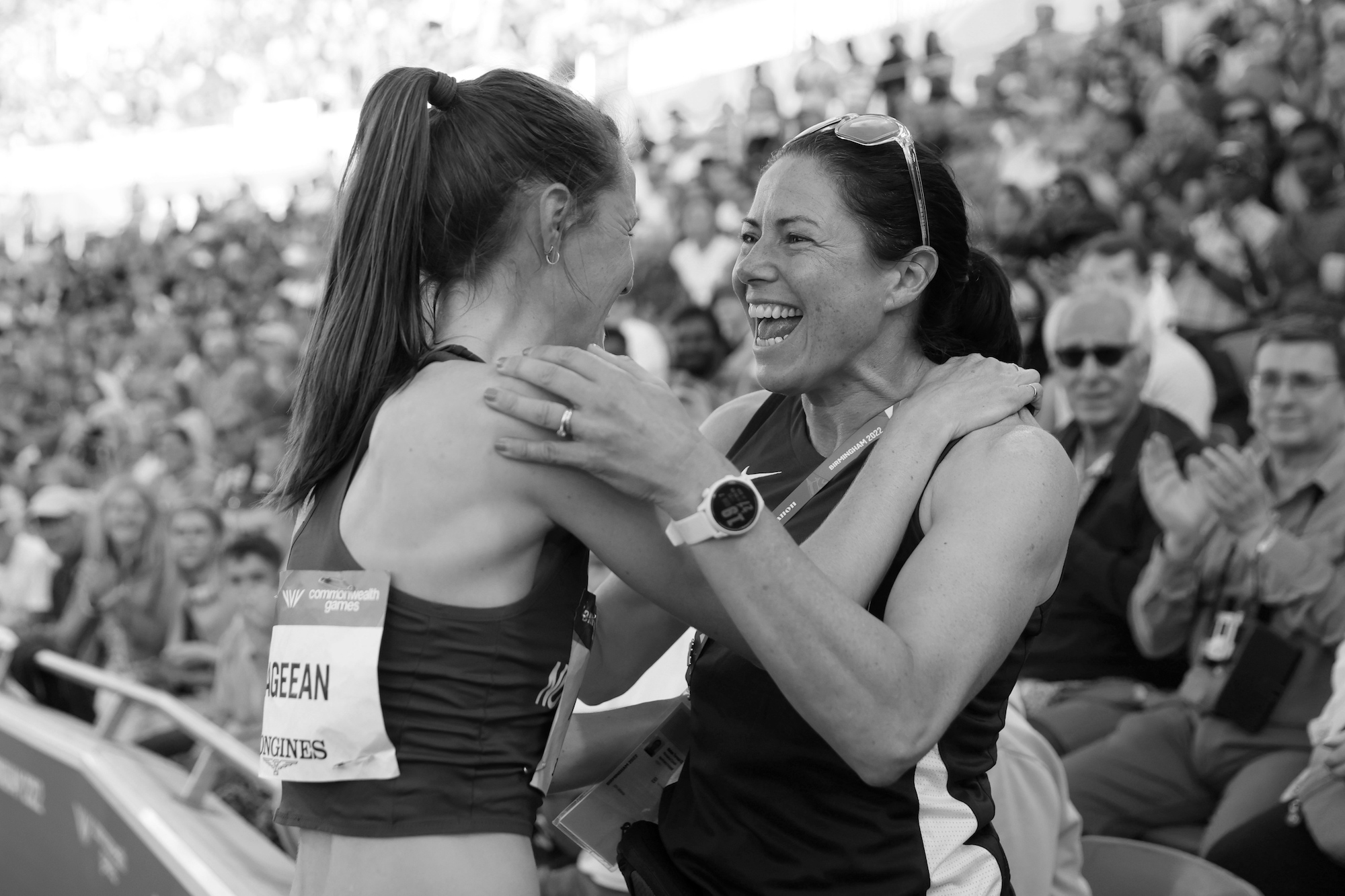 Ciara Mageean celebrates with coach Helen Clitheroe at the Commonwealth Games