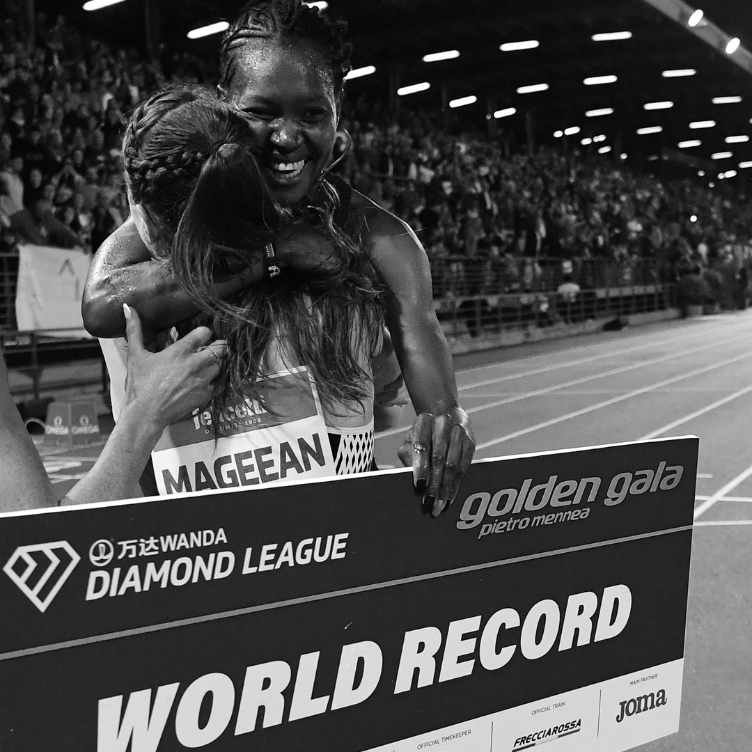 Ciara Mageean celebrates Faith Kipyegon's 1500m world record in Florence