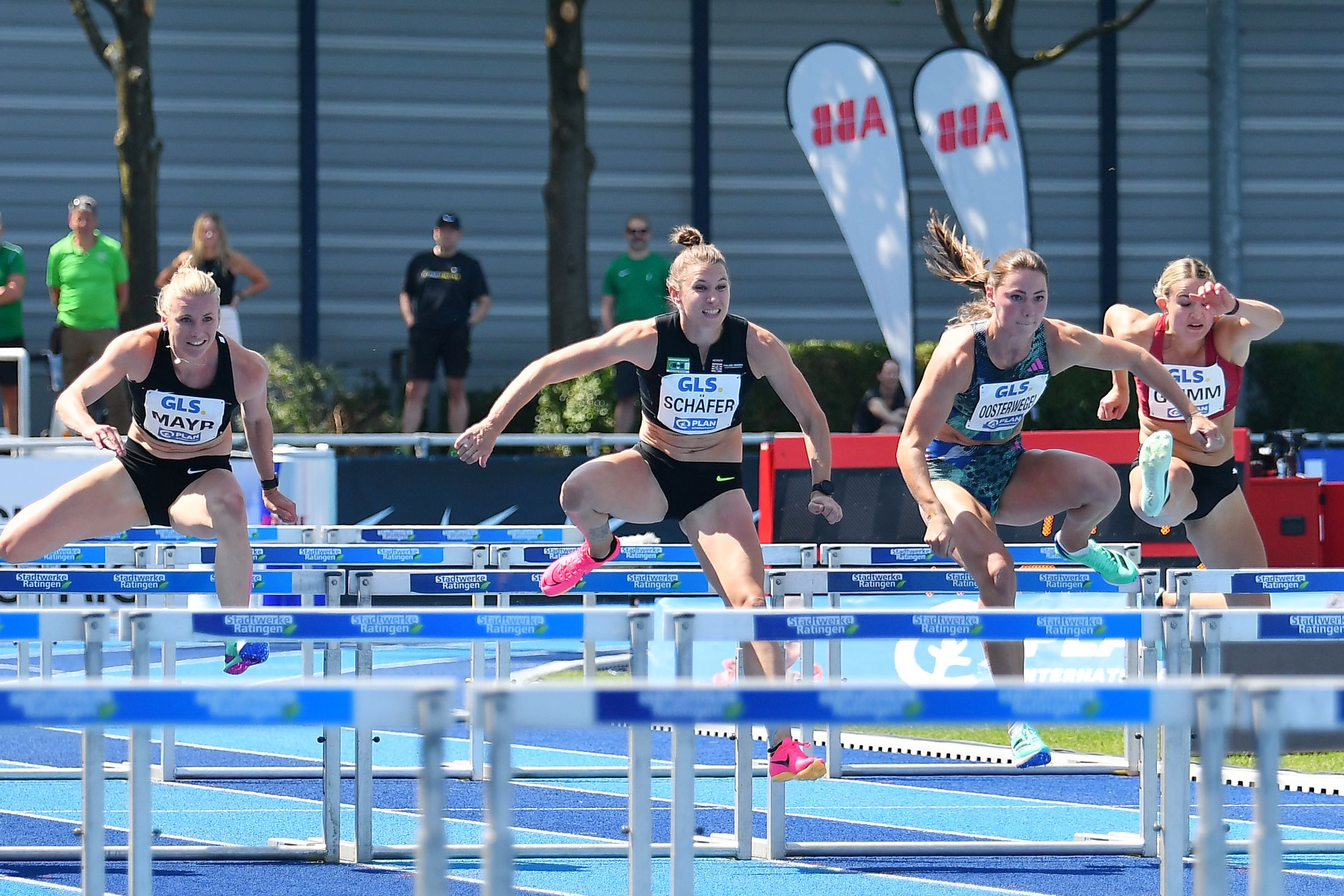 Carolin Schafer in the heptathlon 100m hurdles in Ratingen