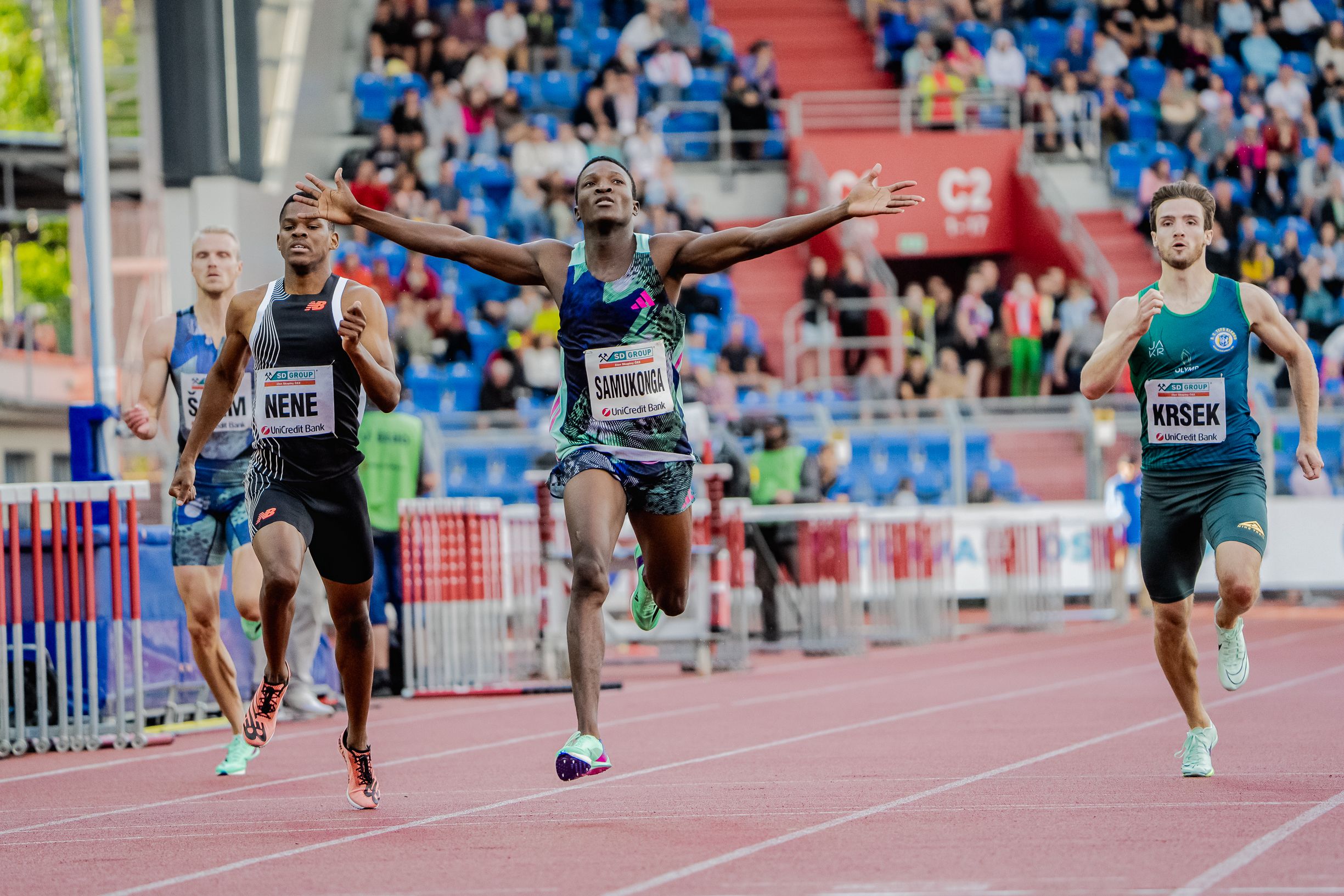 Muzala Samukonga wins the 400m in Ostrava