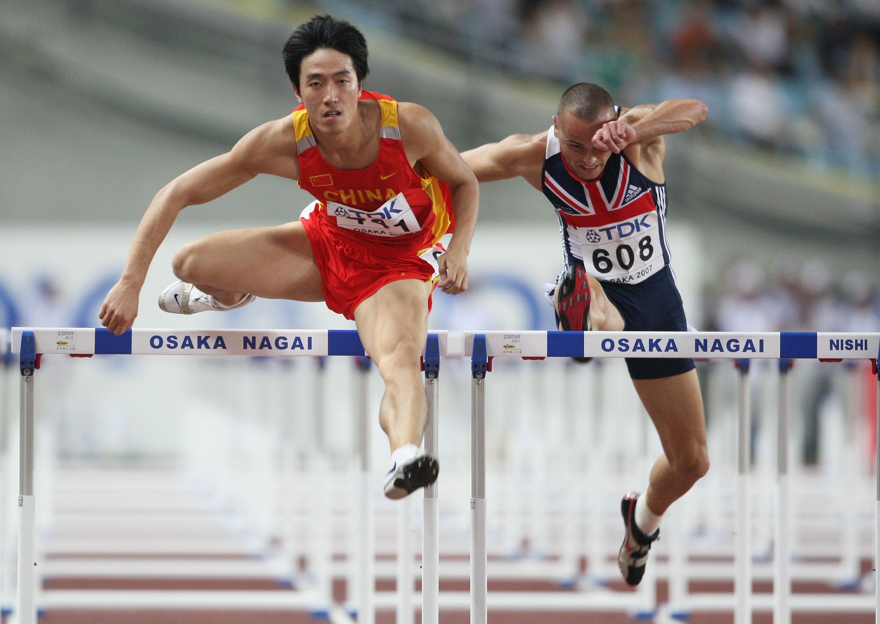 Liu Xiang in action at the 2007 World Championships in Osaka