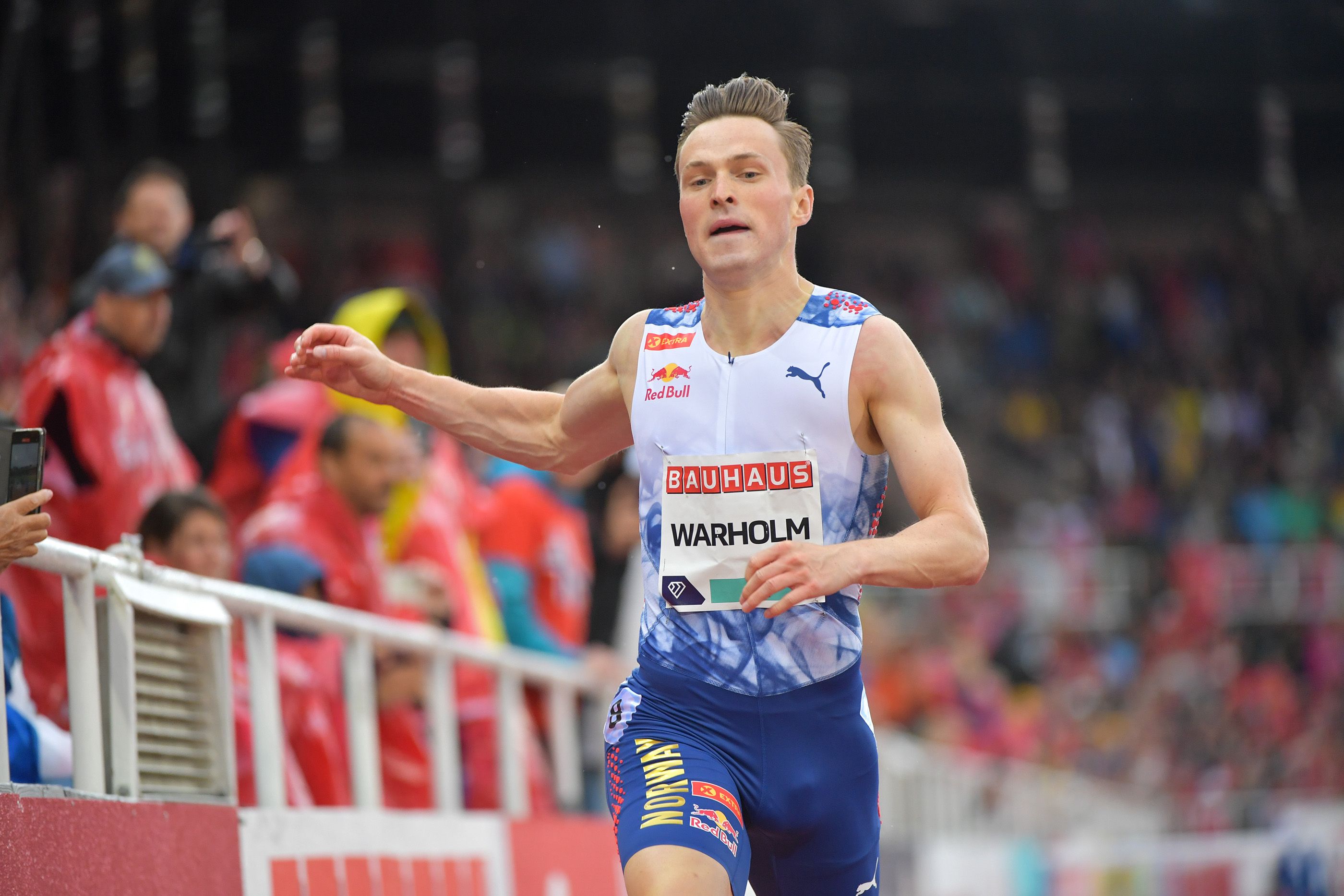 Karsten Warholm wins the 400m hurdles in Stockholm