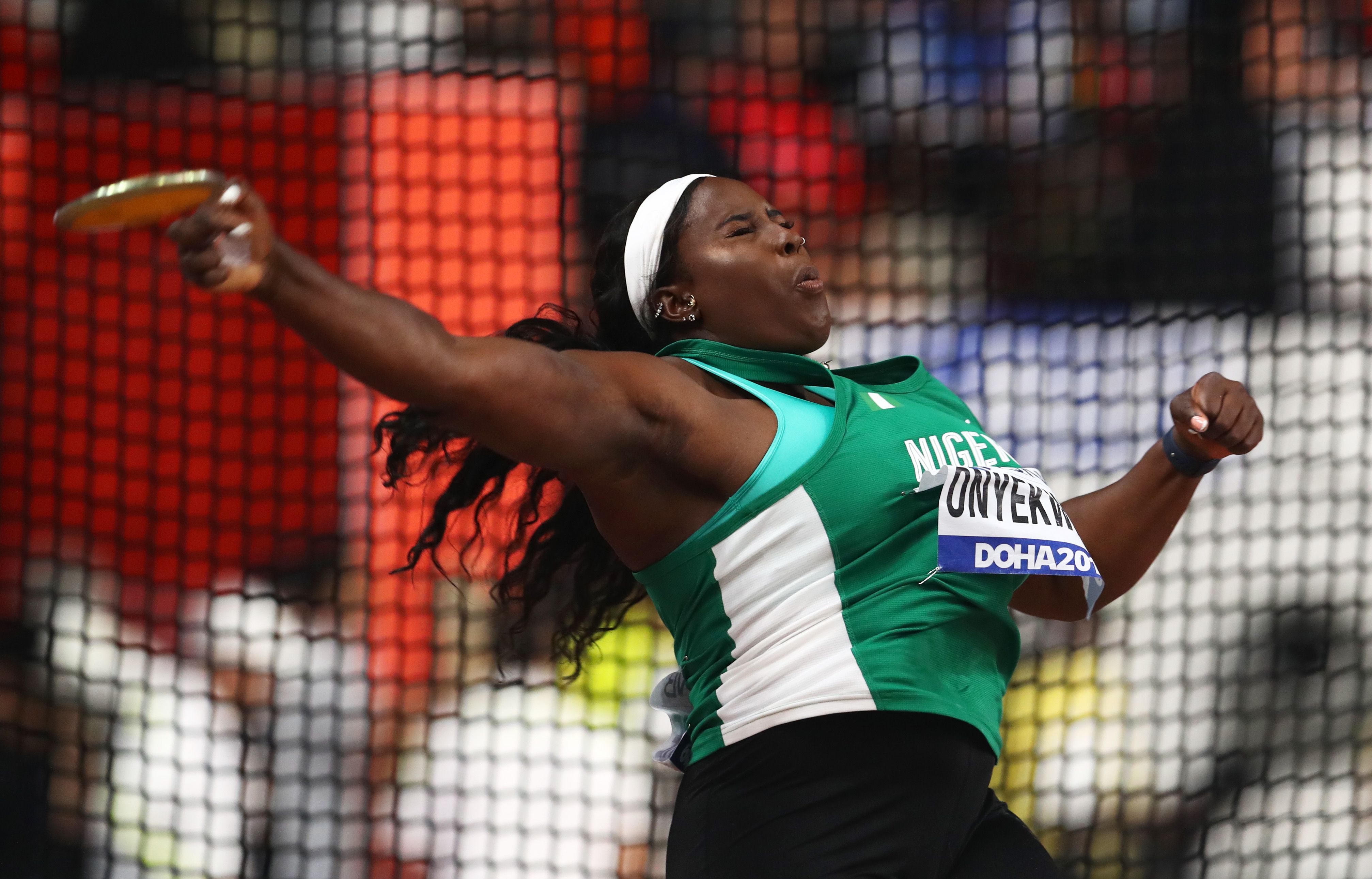 Chioma Onyekwere competes at the World Athletics Championships in Doha