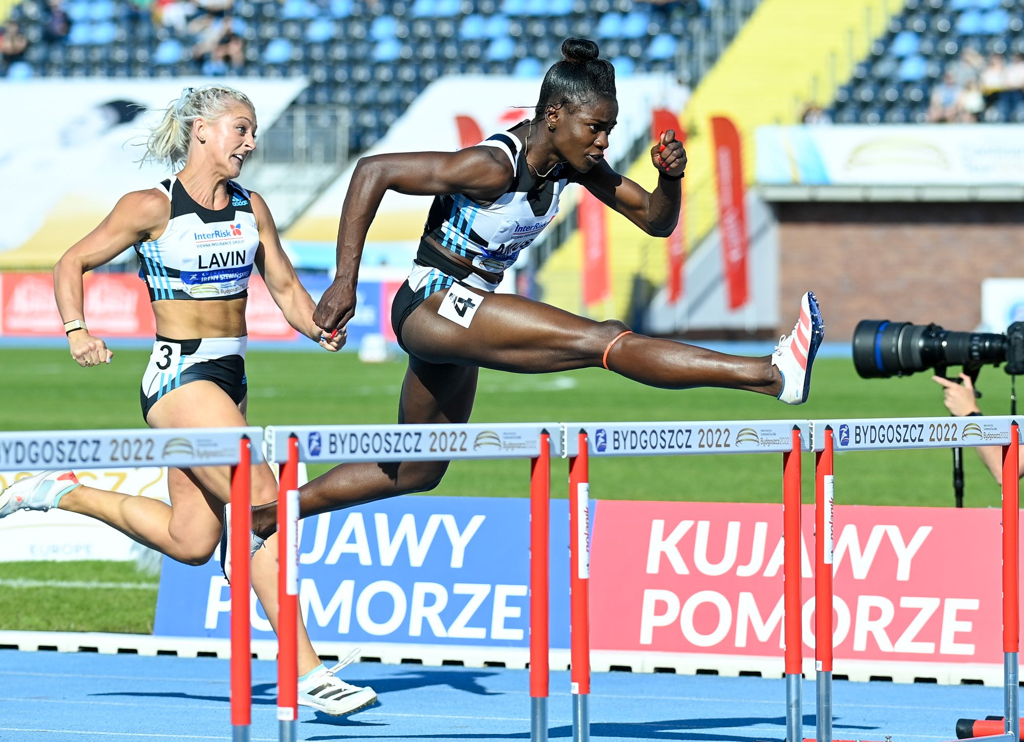 Tobi Amusan in 100m hurdles action