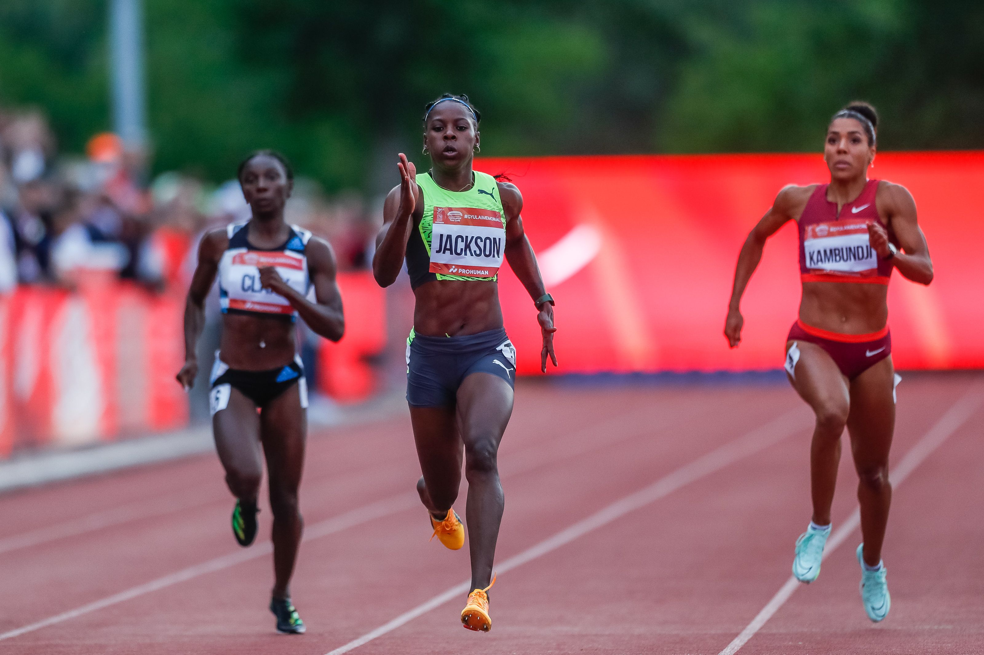 Shericka Jackson races in Szekesfehervar