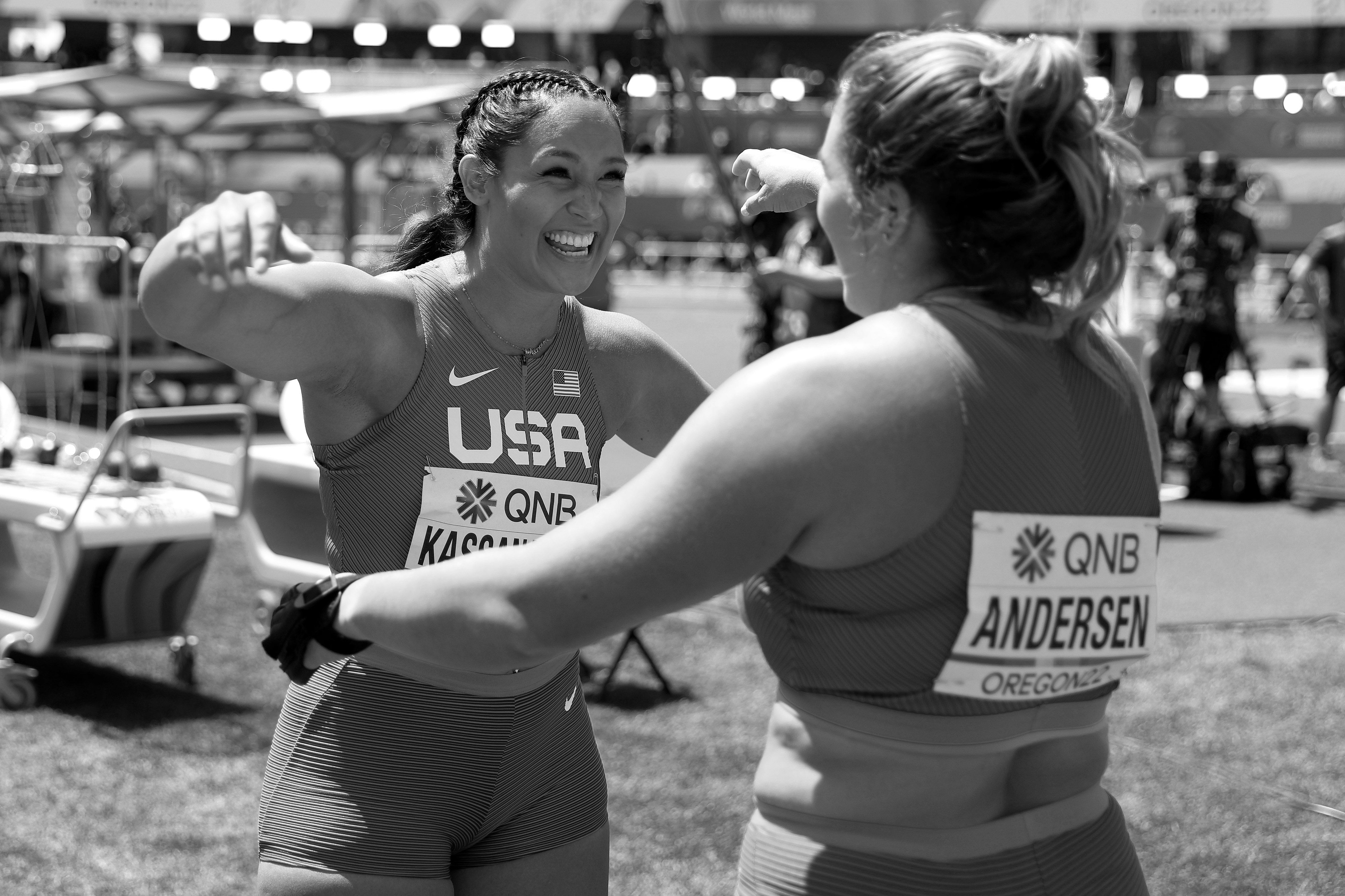 Janee’ Kassanavoid and Brooke Andersen celebrate 