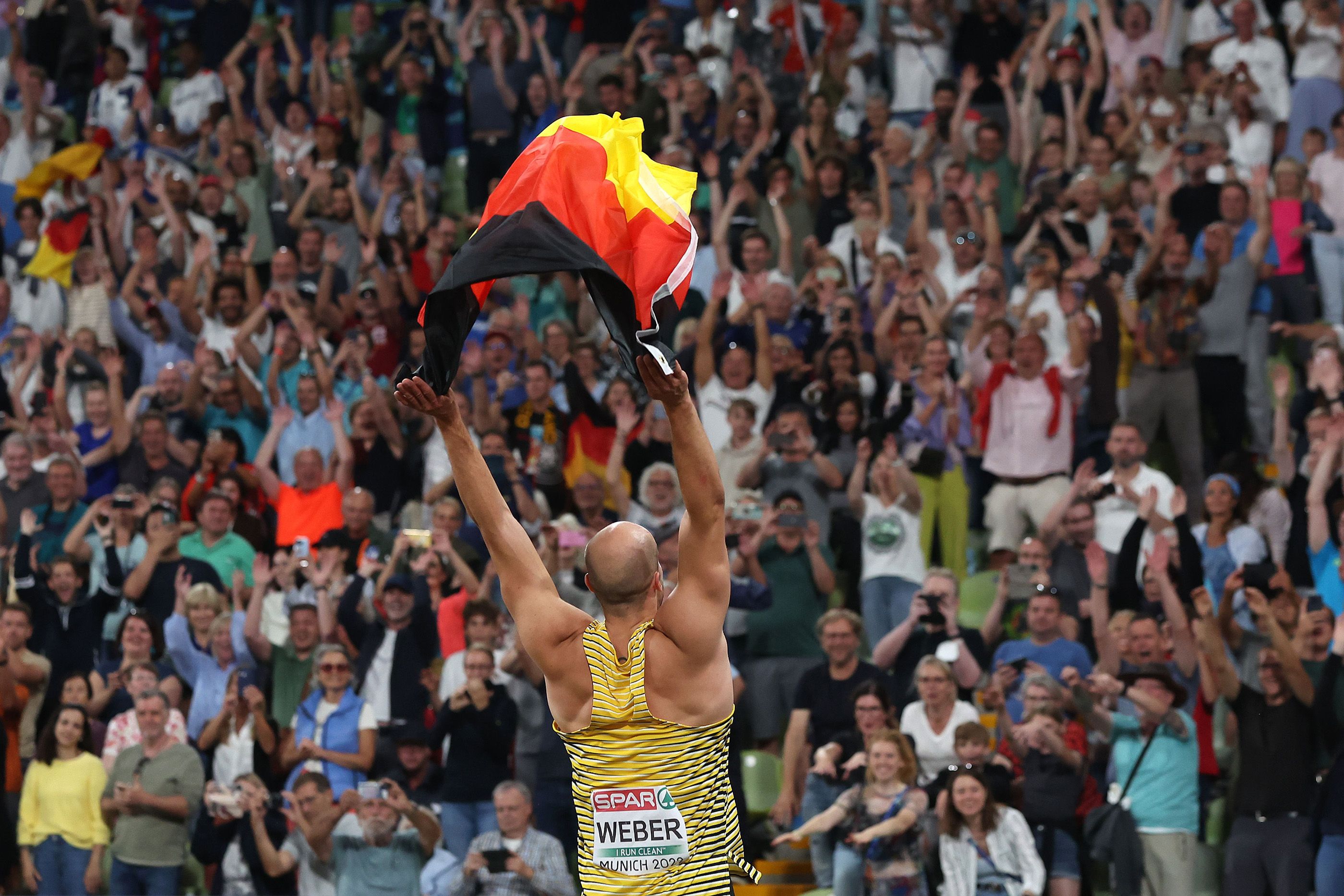 Julian Weber celebrates his European title win on home soil in Munich