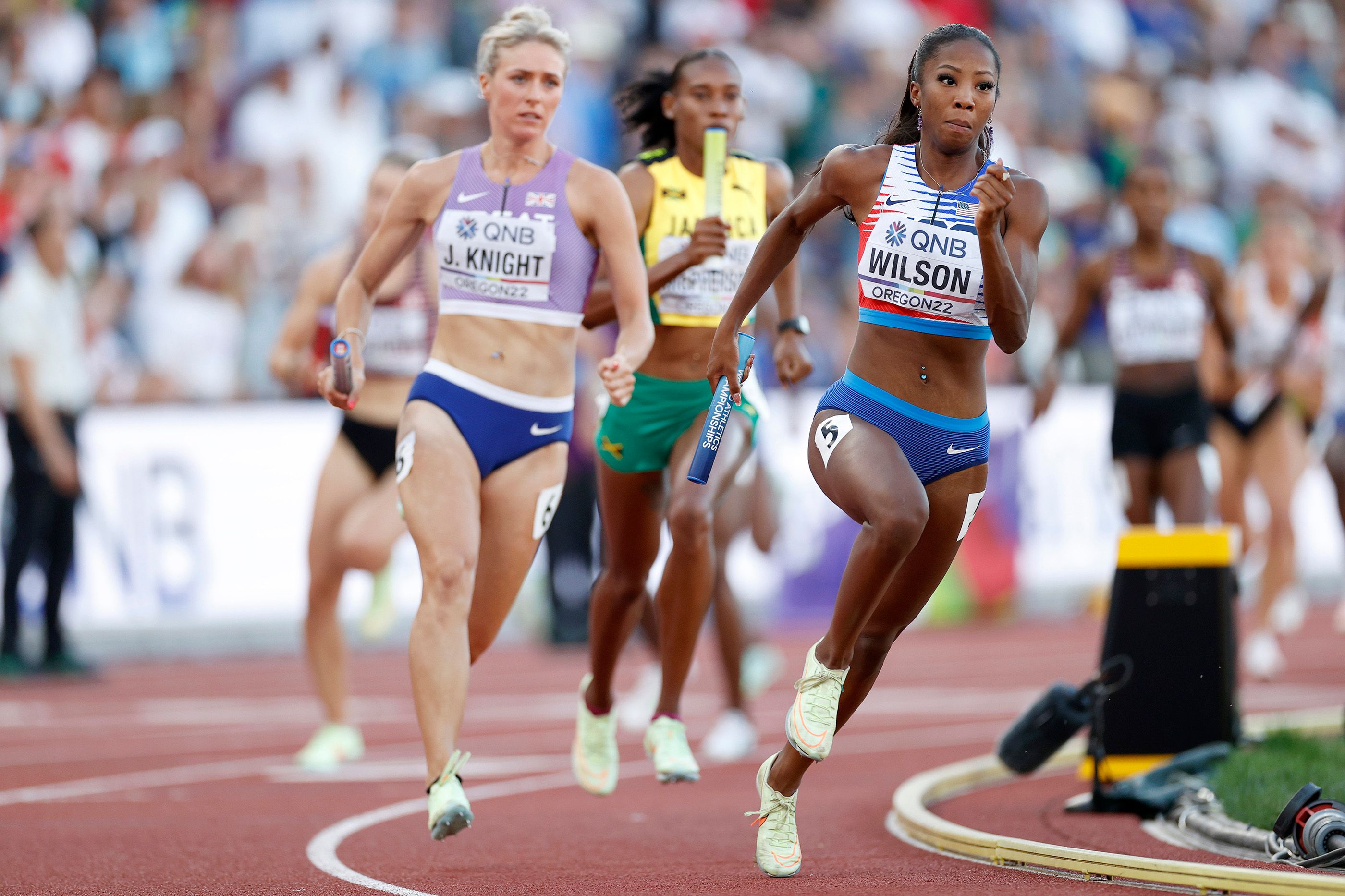 Britton Wilson in the 4x400m at the World Athletics Championships Oregon22
