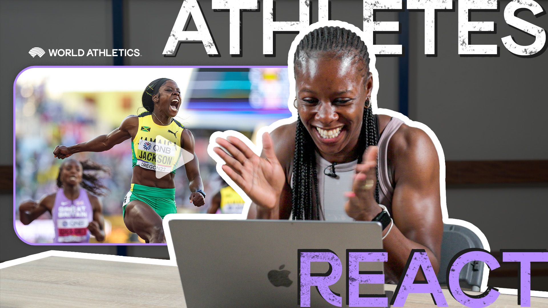 Shericka Jackson Athletes React graphic