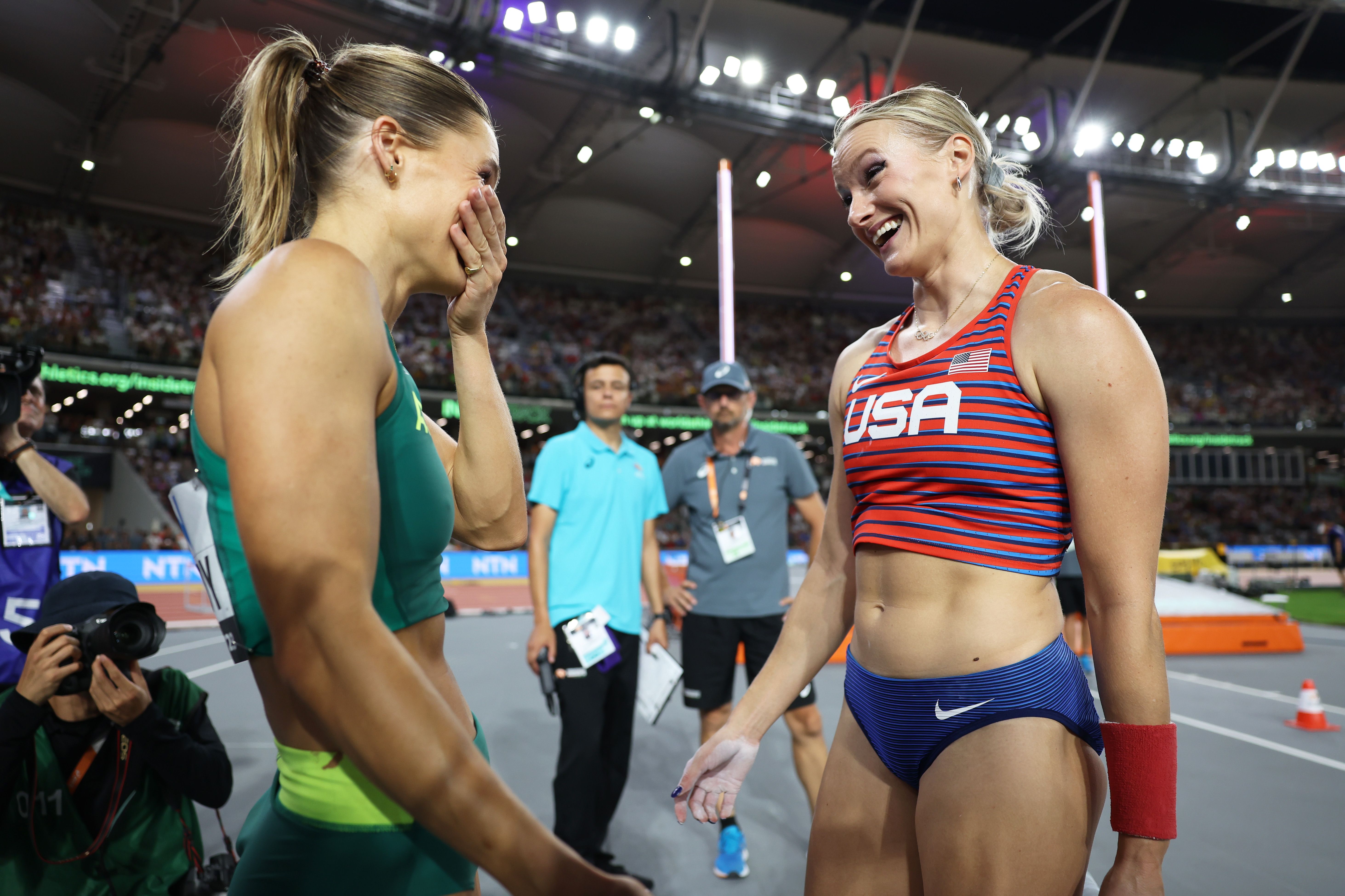 Nina Kennedy and Katie Moon at the World Athletics Championships Budapest 23