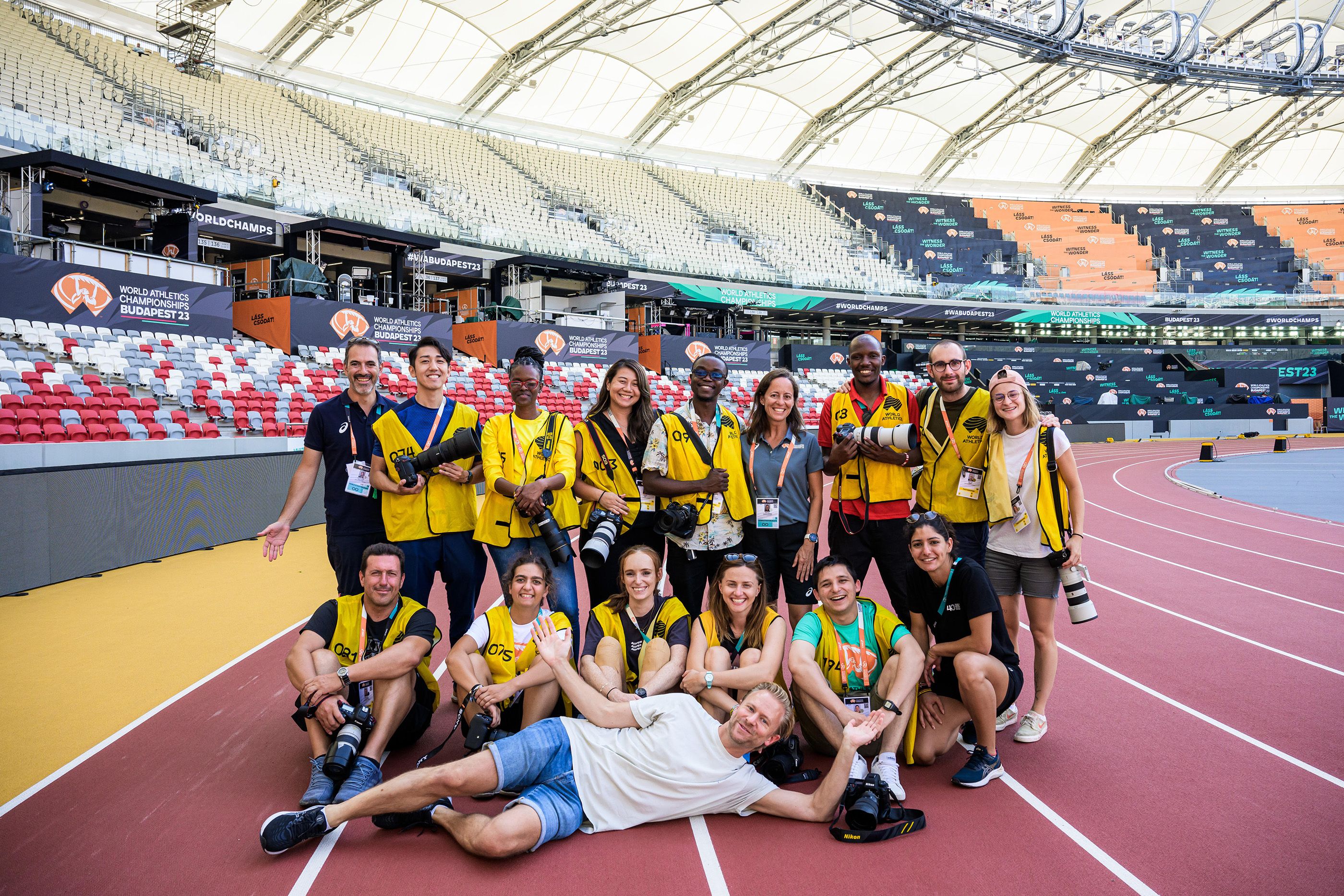 Participants of the first World Athletics Photography Workshop with mentor Joel Marklund