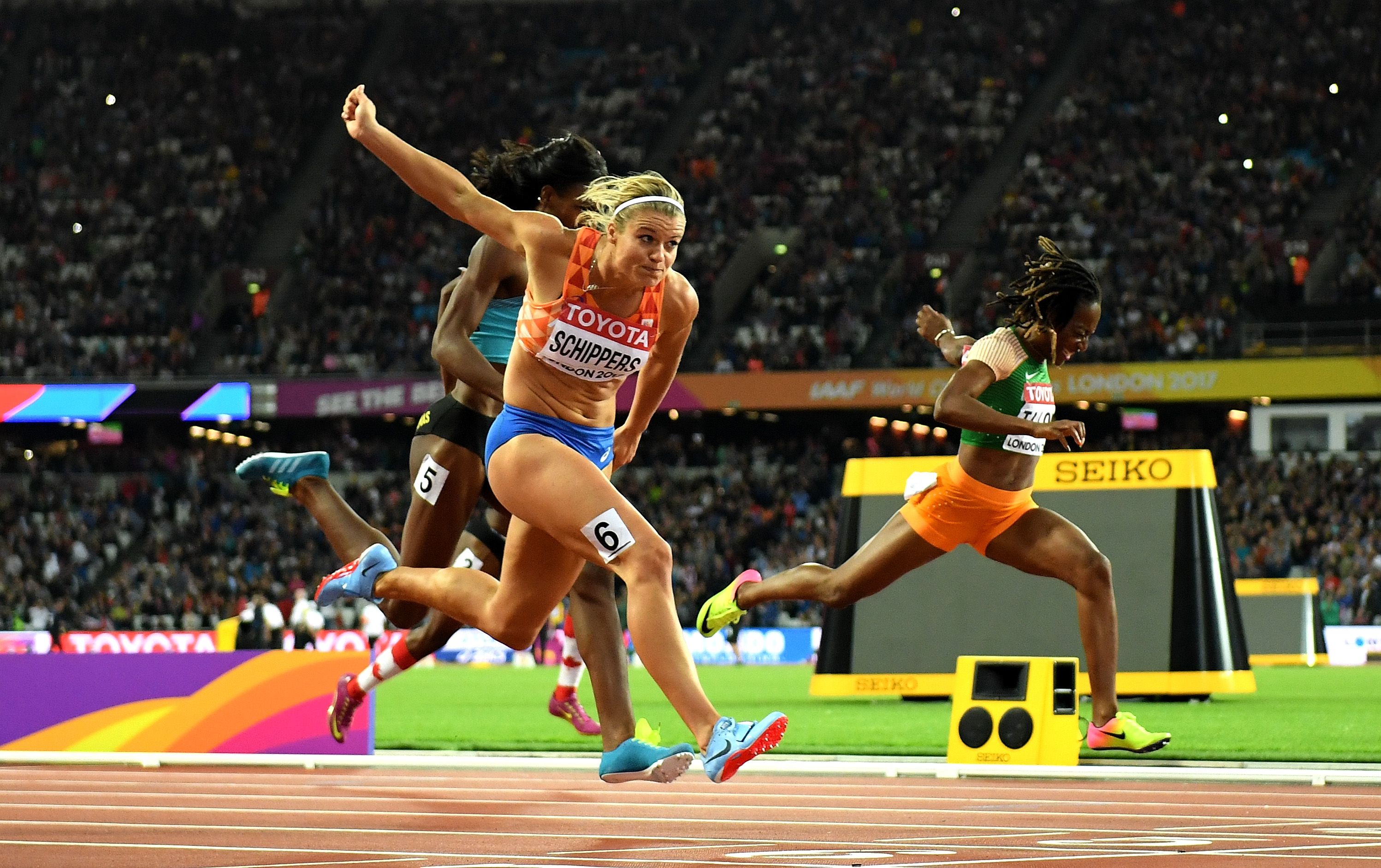 Dafne Schippers retains her world 200m title in London