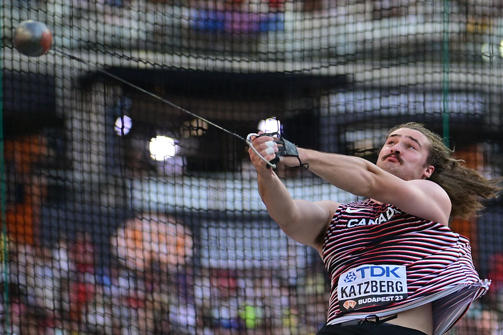 Ethan Katzberg in the hammer at the World Athletics Championships Budapest 23