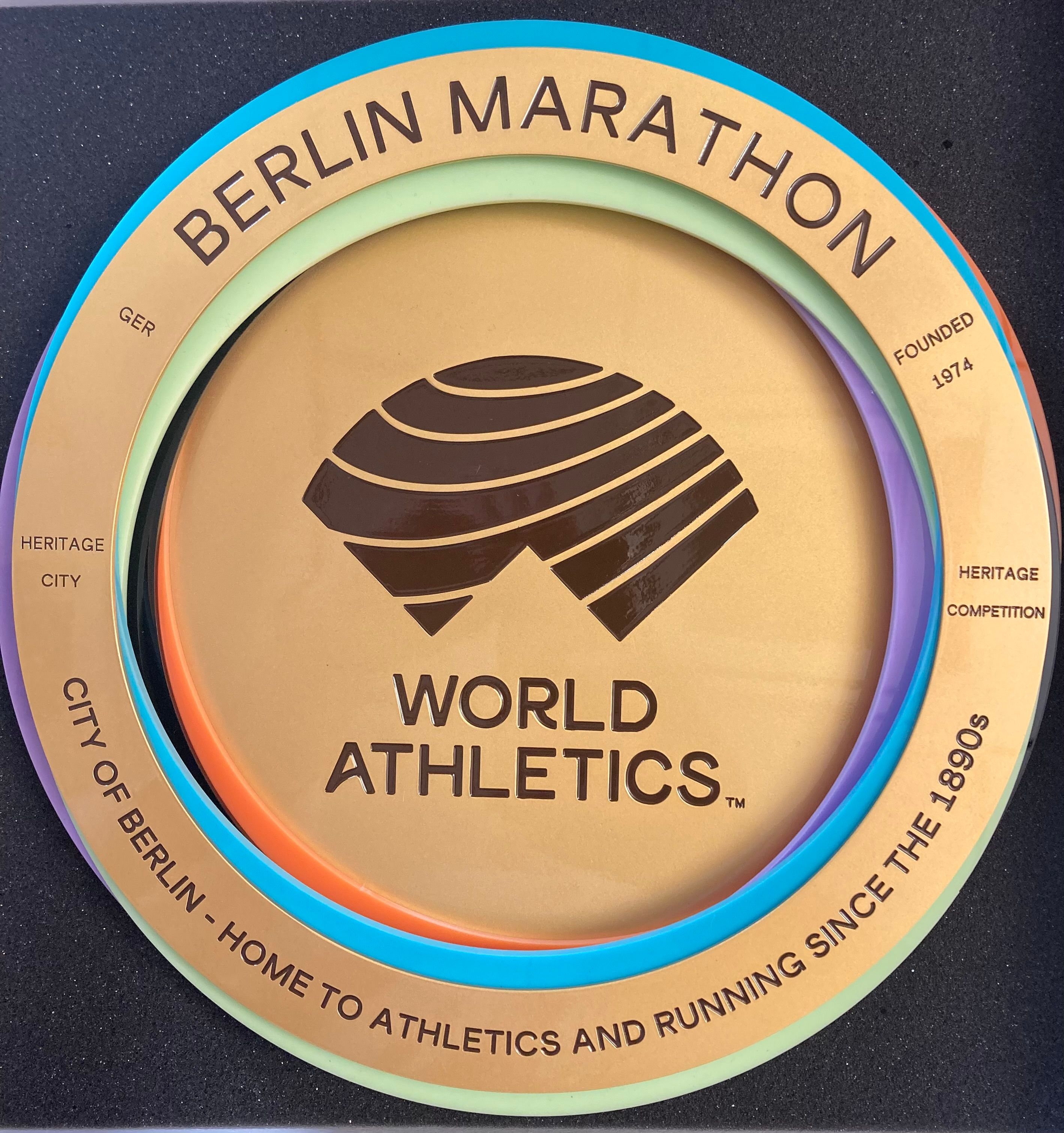 The Heritage Plaque awarded to Berlin and its marathon