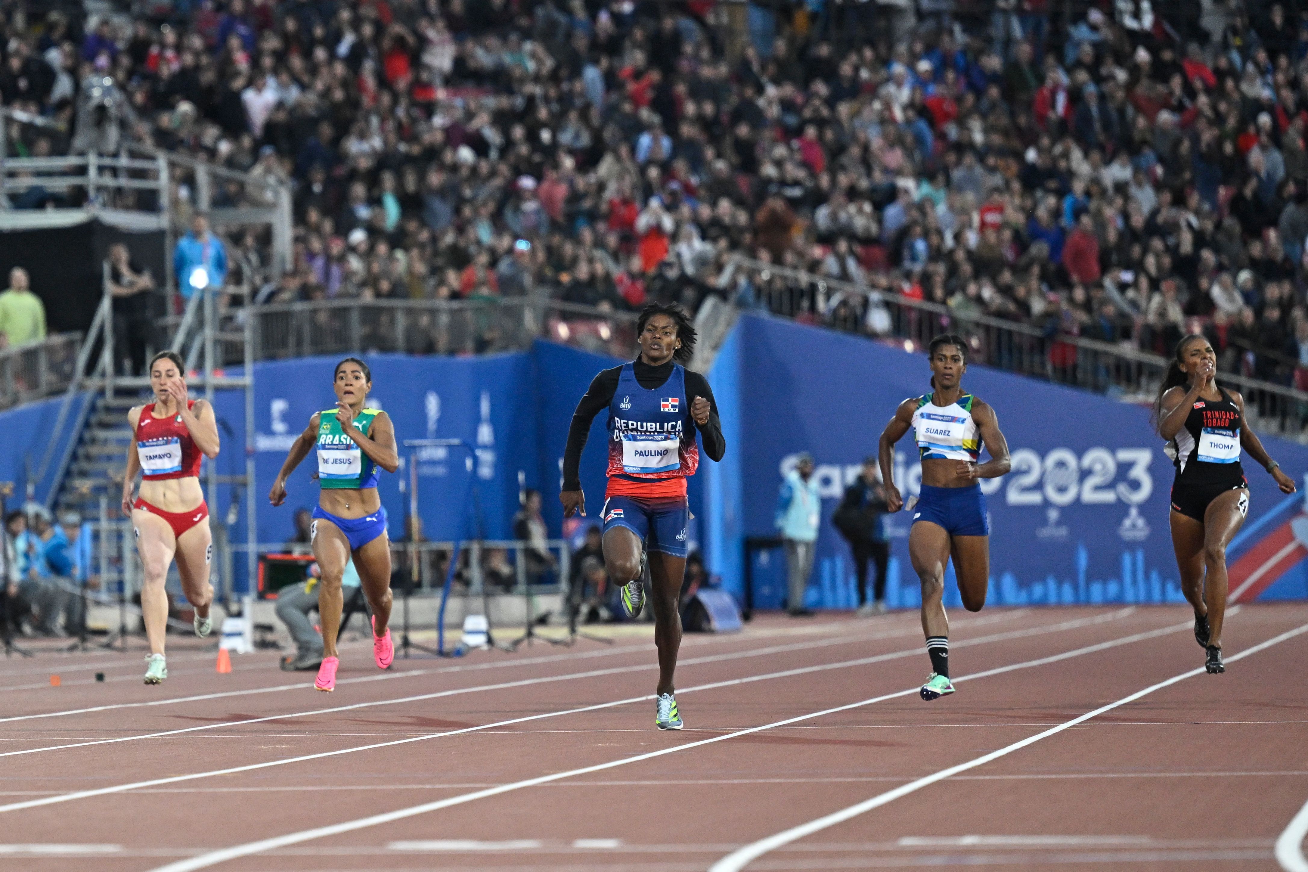 Marileidy Paulino on her way to a 200m win at the Pan American Games
