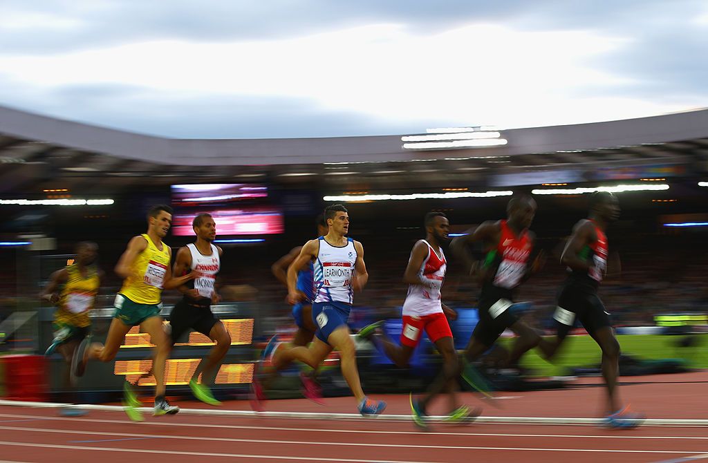 Guy Learmonth racing in the semi finals of the men's 800m at Glasgow 2014