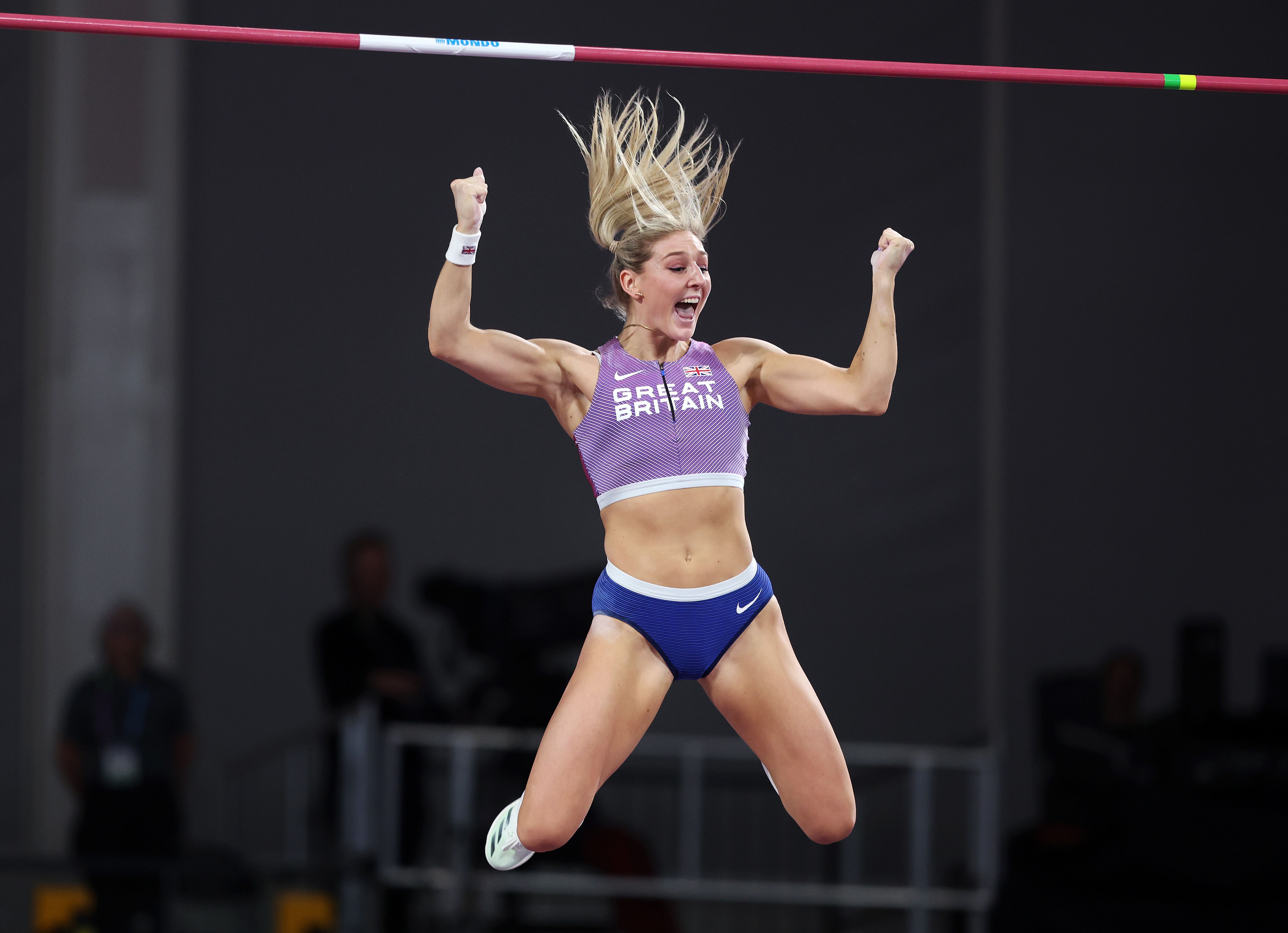 Molly Caudery, winner of the pole vault at the World Athletics Indoor Championships Glasgow 24