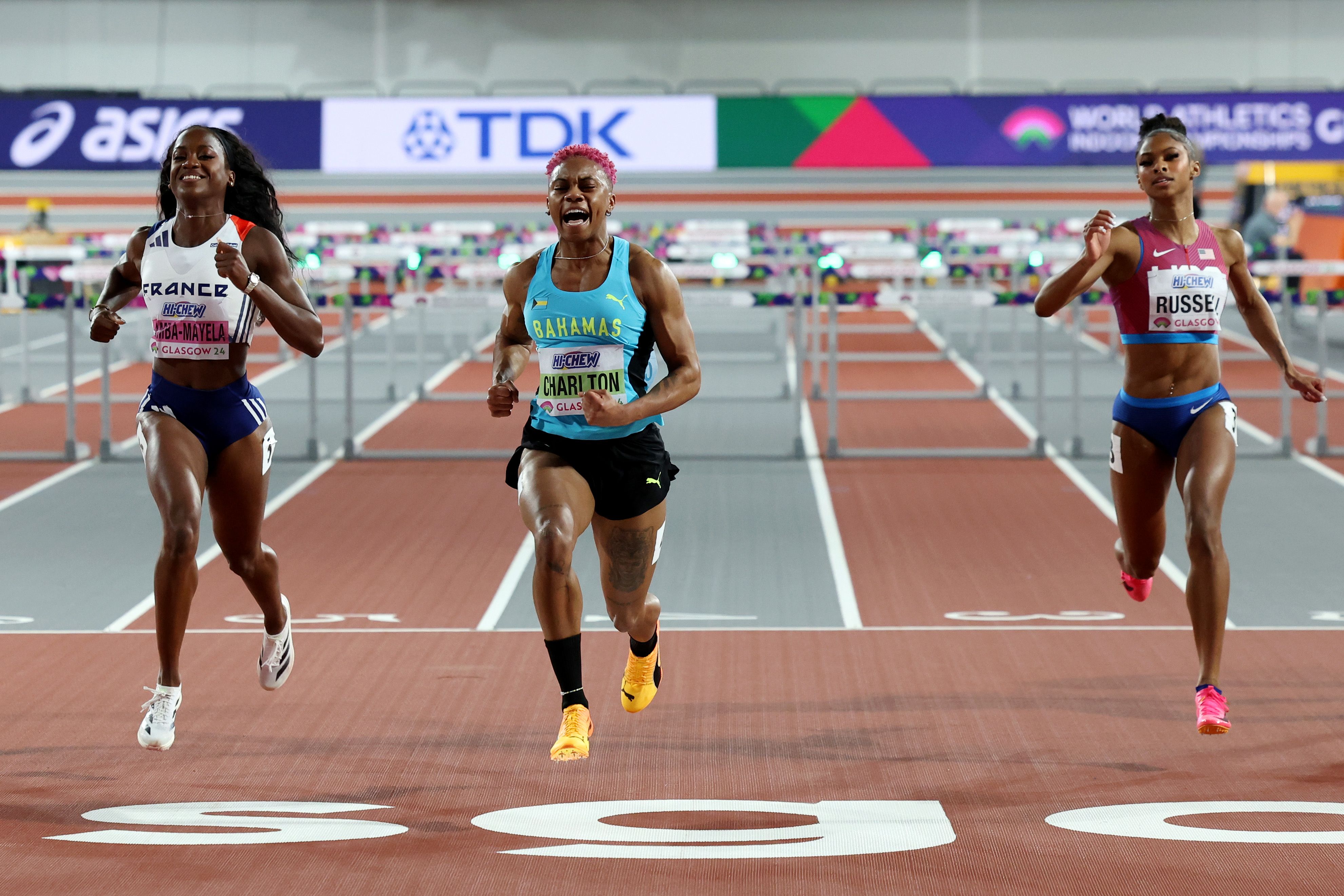 Devynne Charlton wins the 60m hurdles at the World Athletics Indoor Championships Glasgow 24