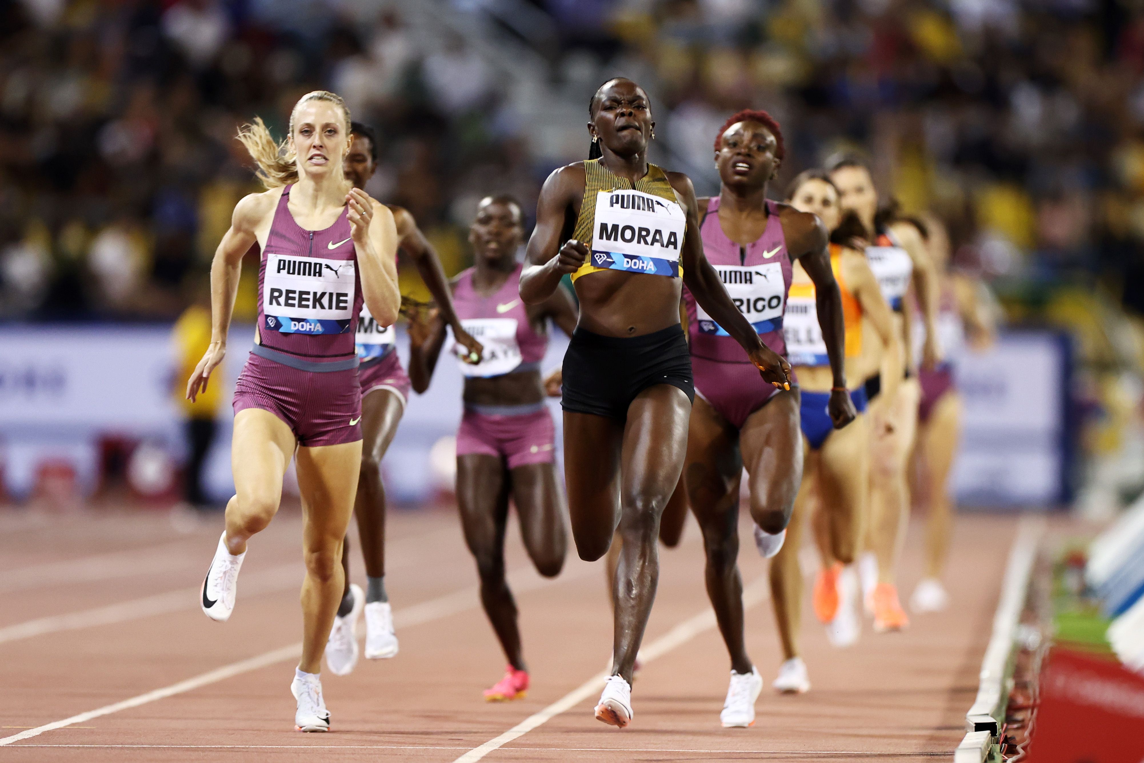 Mary Moraa wins the 800m at the Diamond League meeting in Doha