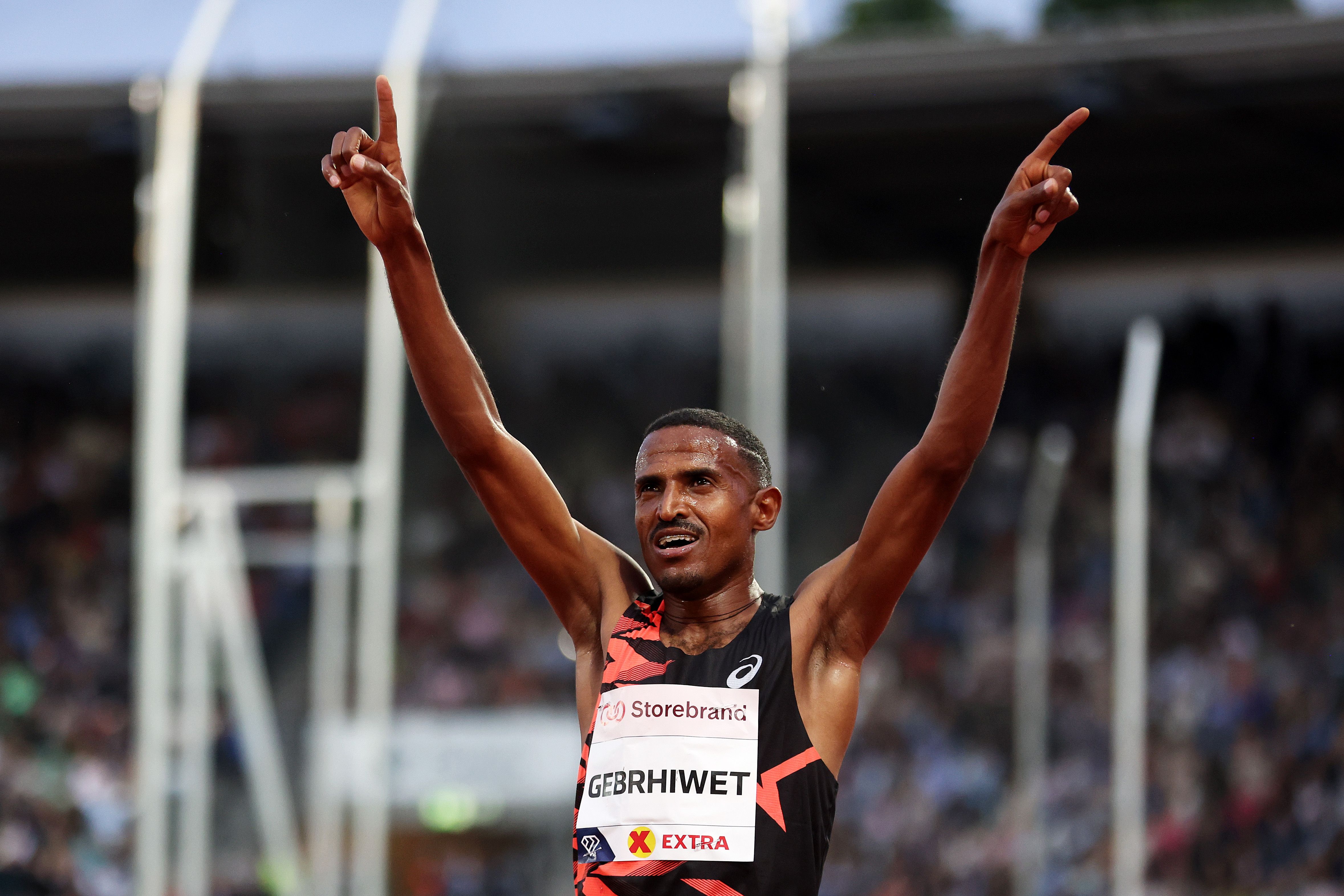 Hagos Gebrhiwet after winning the 5000m in Oslo