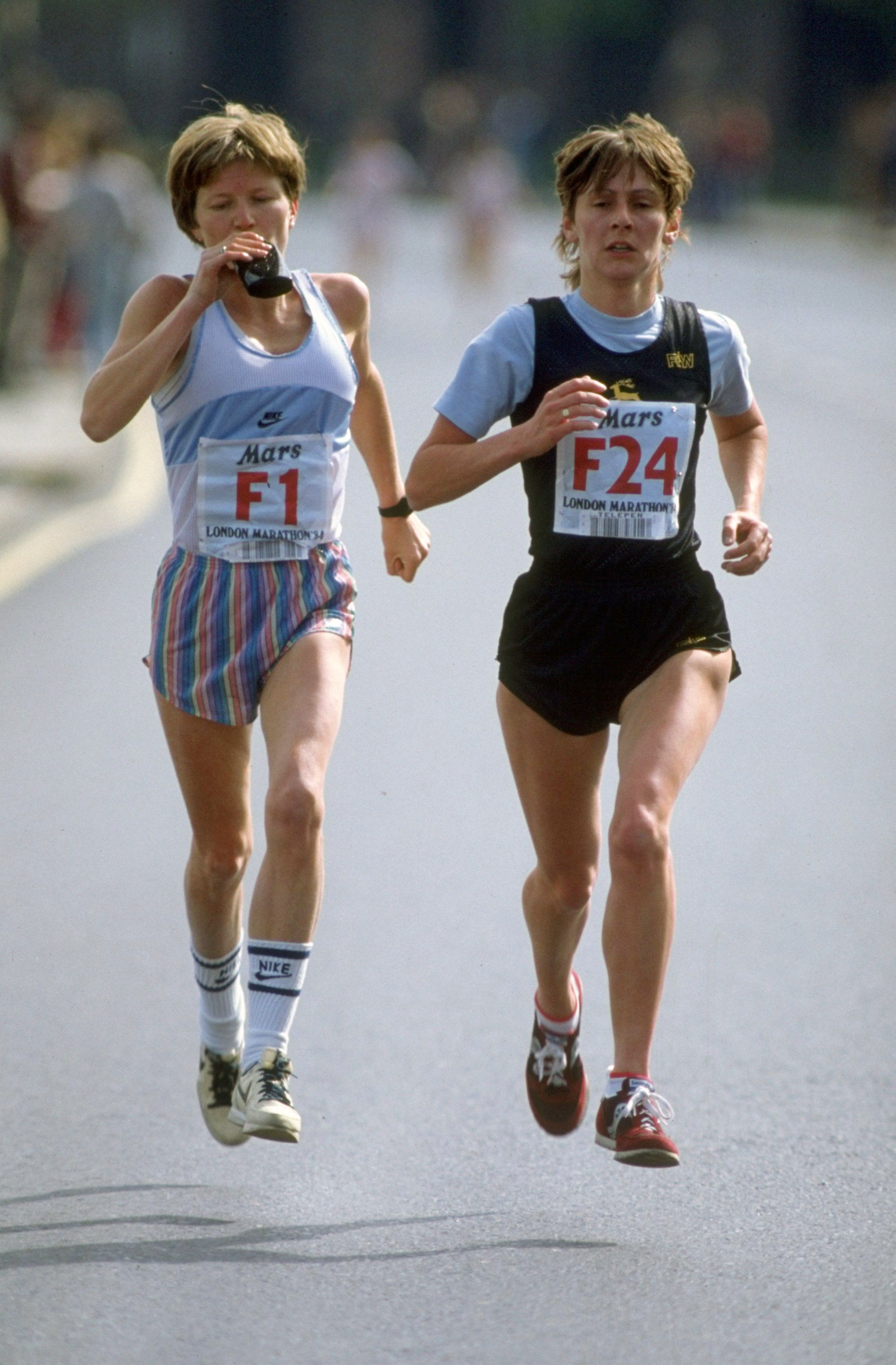 Ingrid Kristiansen (F1) in action at the 1984 London Marathon