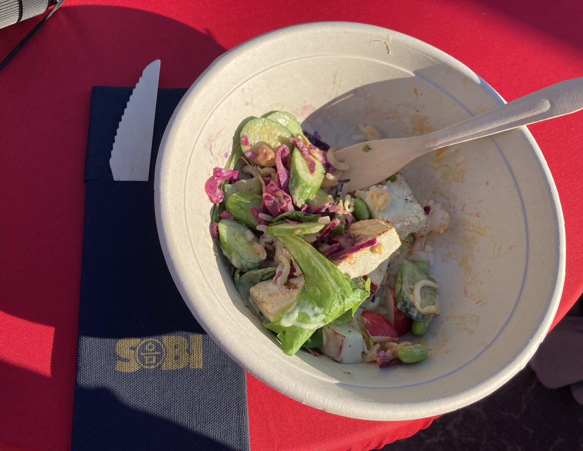 Tofu salad at 2024 Stockholm Diamond League