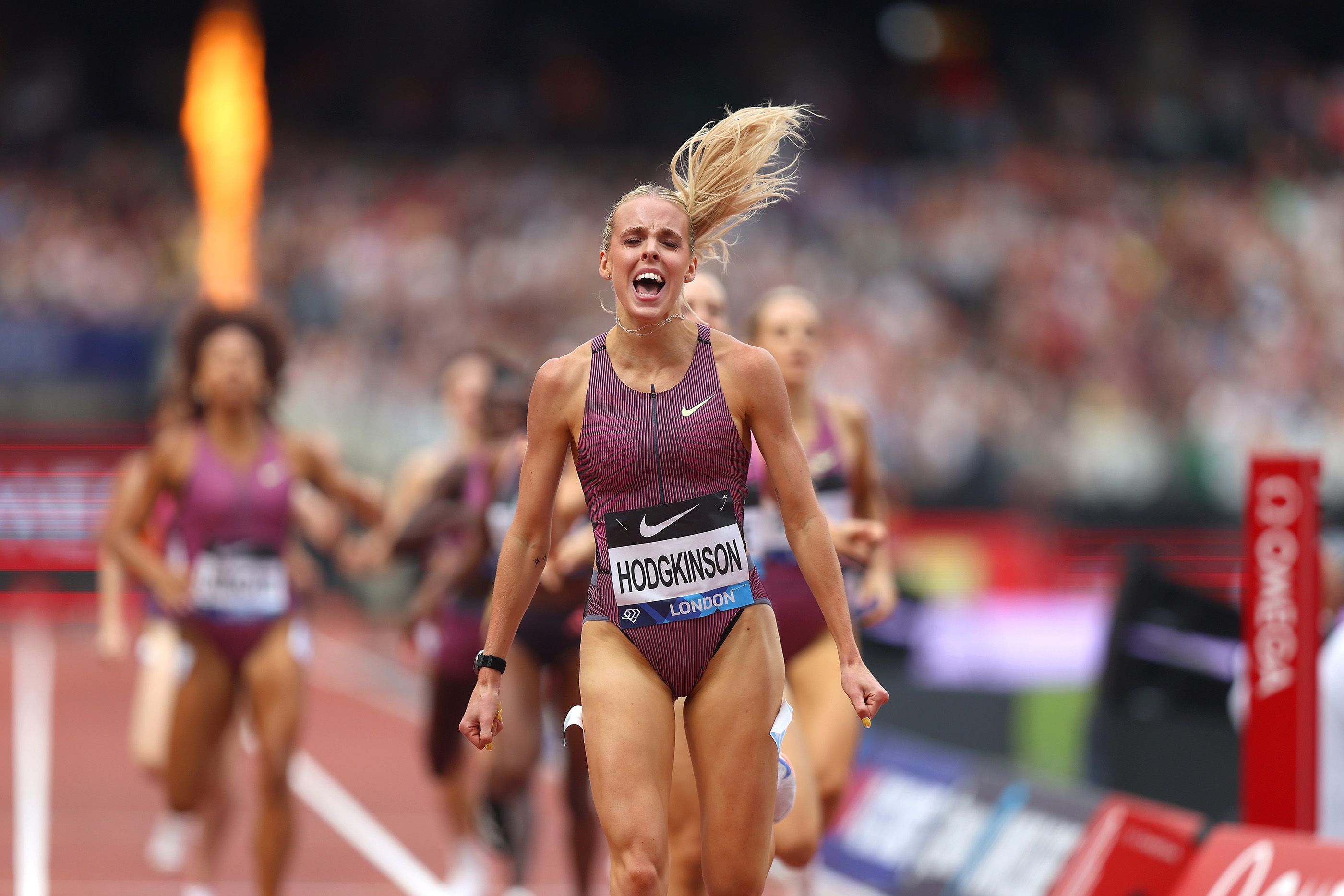 Keely Hodgkinson celebrates her 800m world lead and national record in London