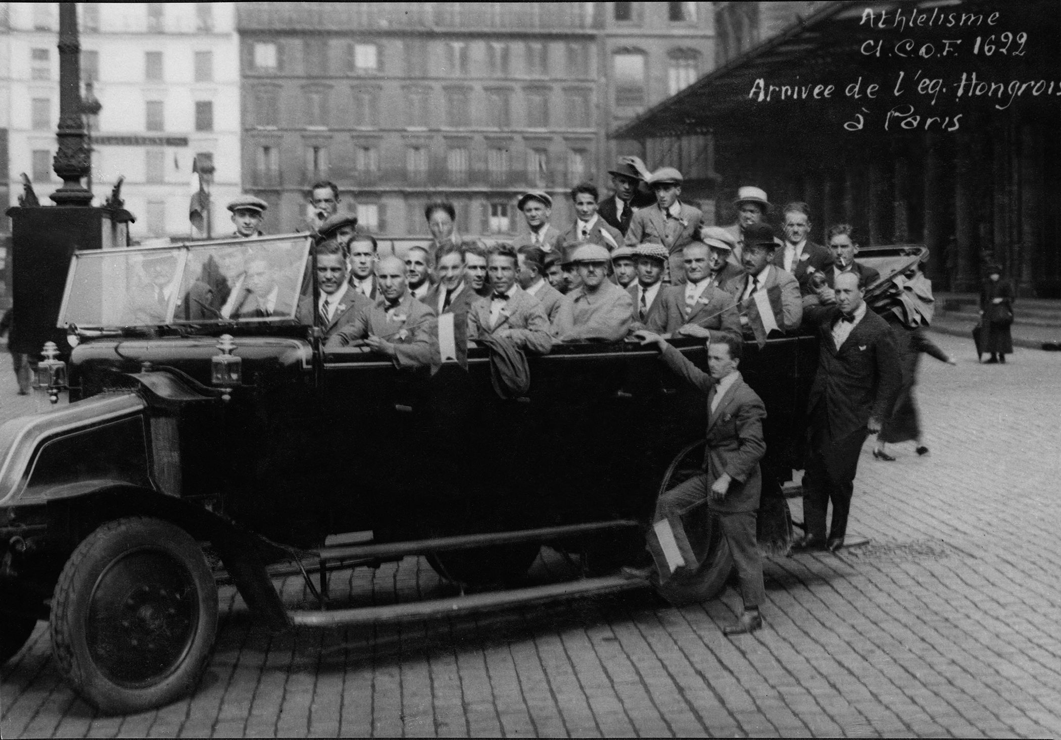 The Hungarian athletics team arrive at the Paris 1924 Olympic Games