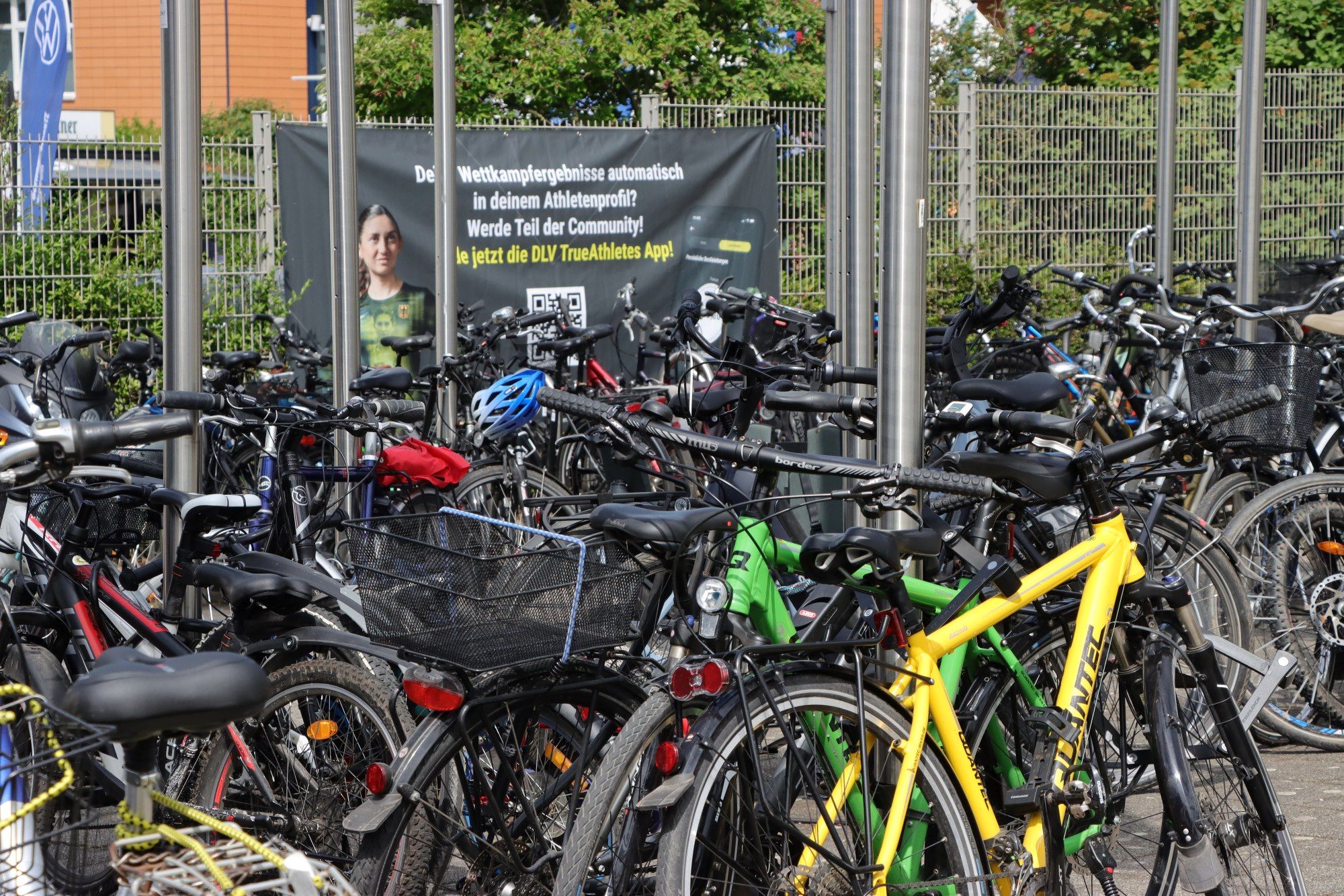 Crowded bike parking lot in Ratingen