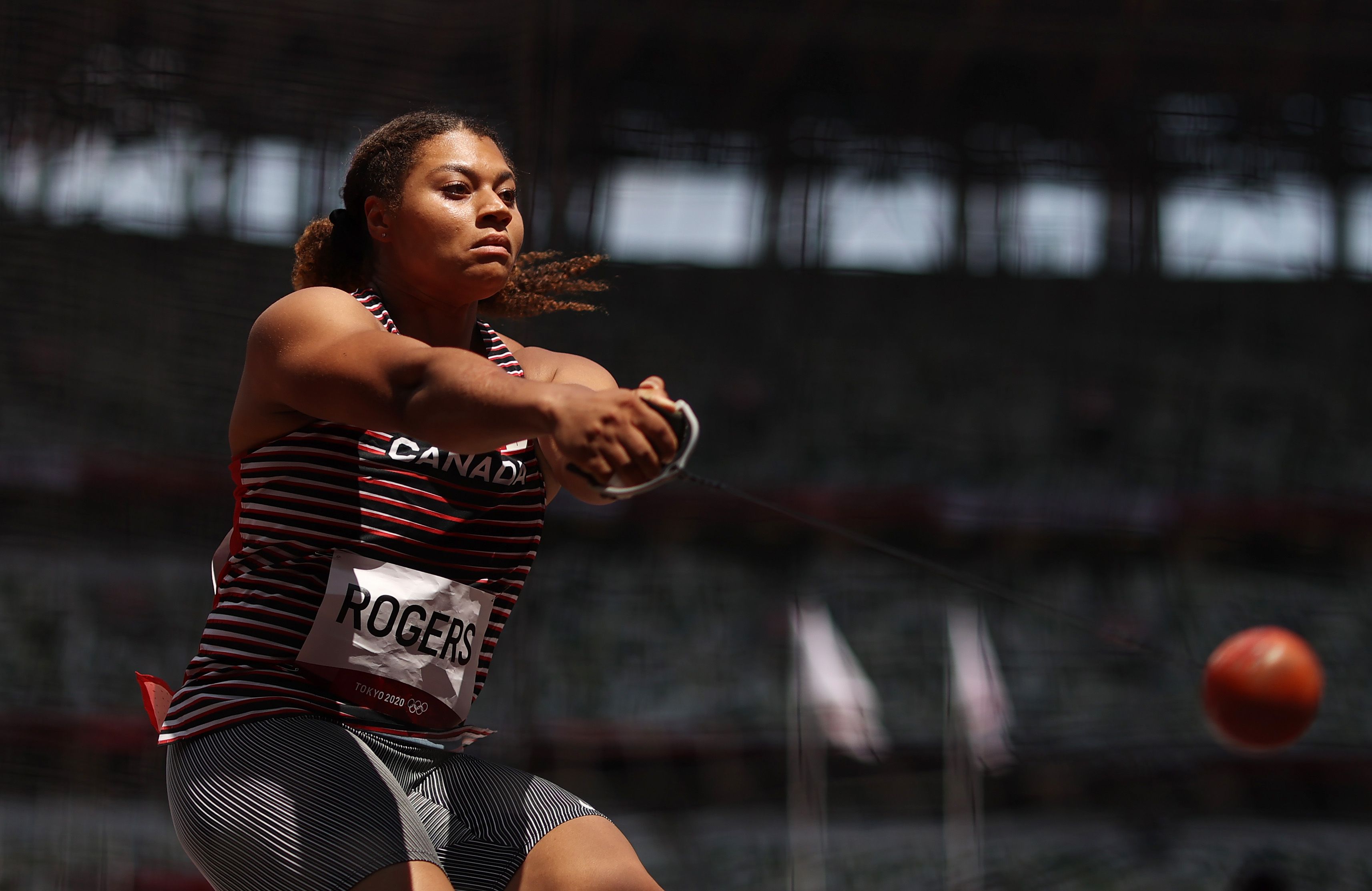 Camryn Rogers in the hammer at the Tokyo Olympics