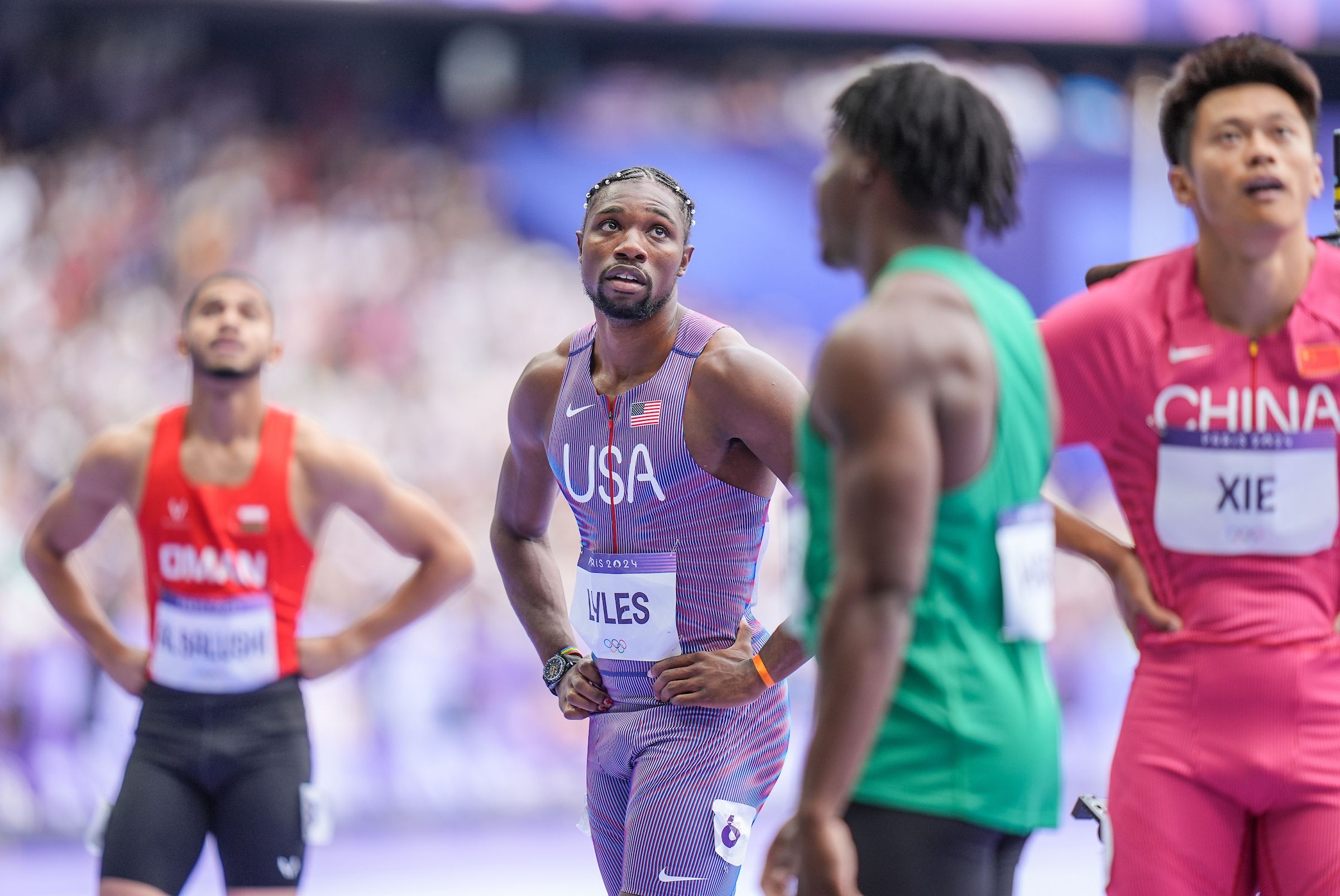 Fred Kerley after the 100m heats at the Paris 2024 Olympic Games