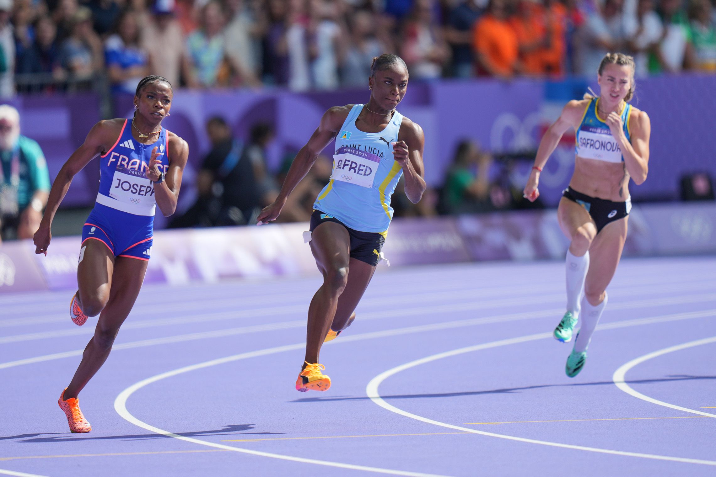 Julien Alfred in the 200m at the Paris 2024 Olympic Games