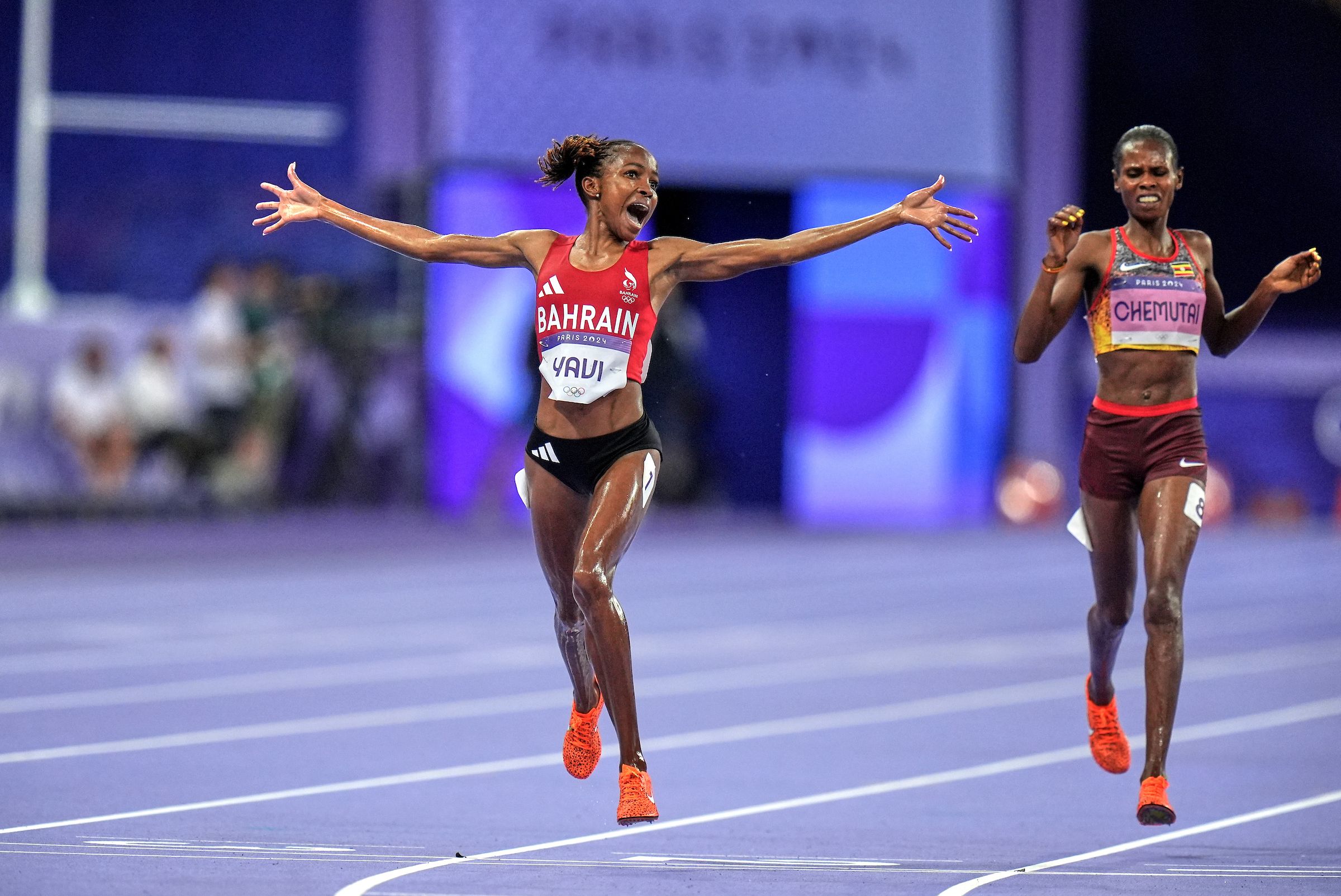 Winfred Yavi wins the 3000m steeplechase at the Paris 2024 Olympic Games